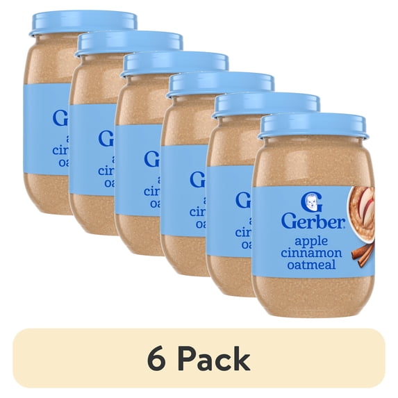 (6 pack) Gerber 3rd Foods Baby Food, Apple Cinnamon Oatmeal, 6 oz Jar