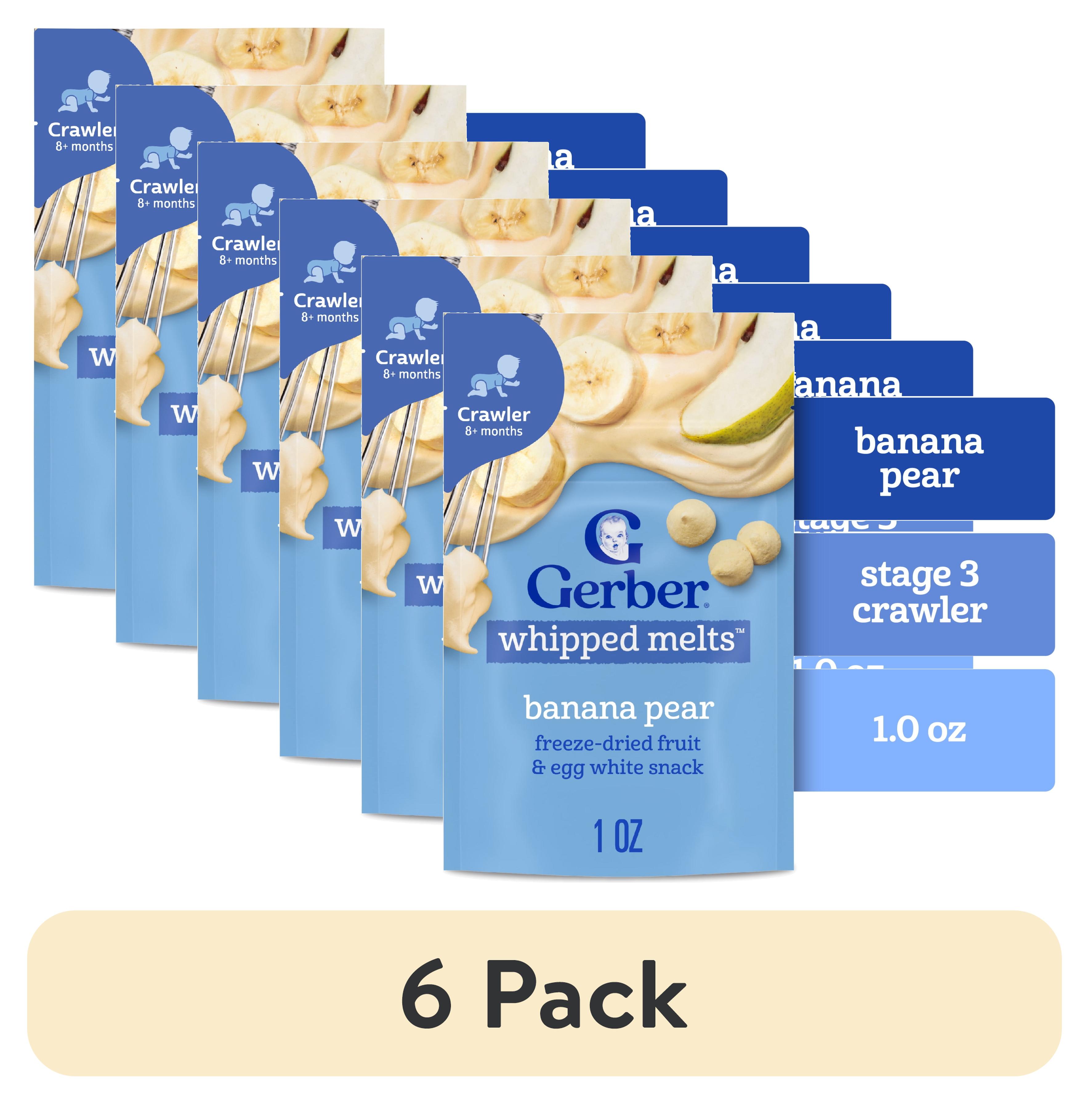 (6 pack) Gerber Natural Whipped Melts Baby Snacks Banana Pear, 0.85 oz Bag