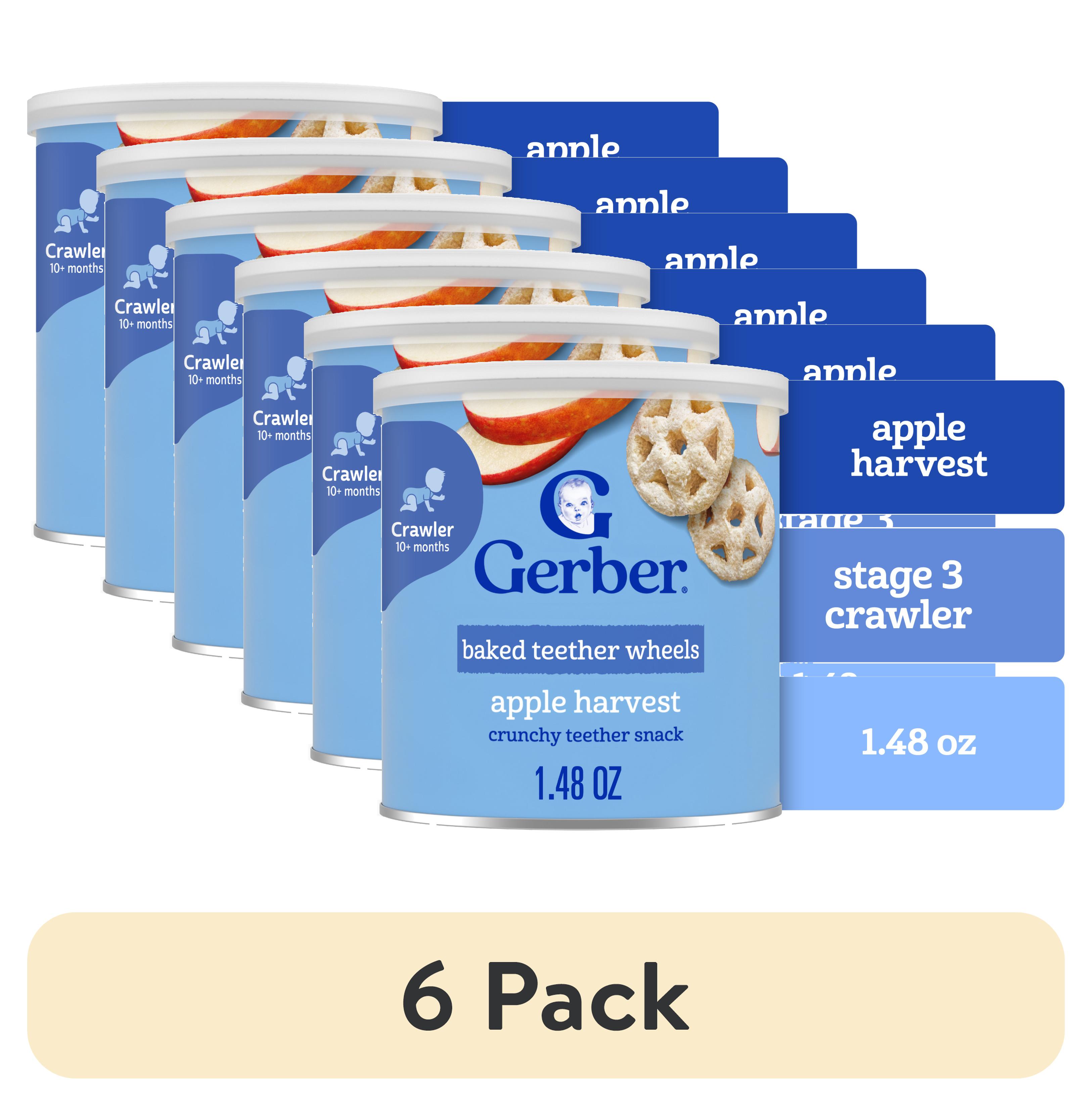 (6 pack) Gerber Snacks for Baby Teether Wheels, Apple Harvest, 1.48 oz ...