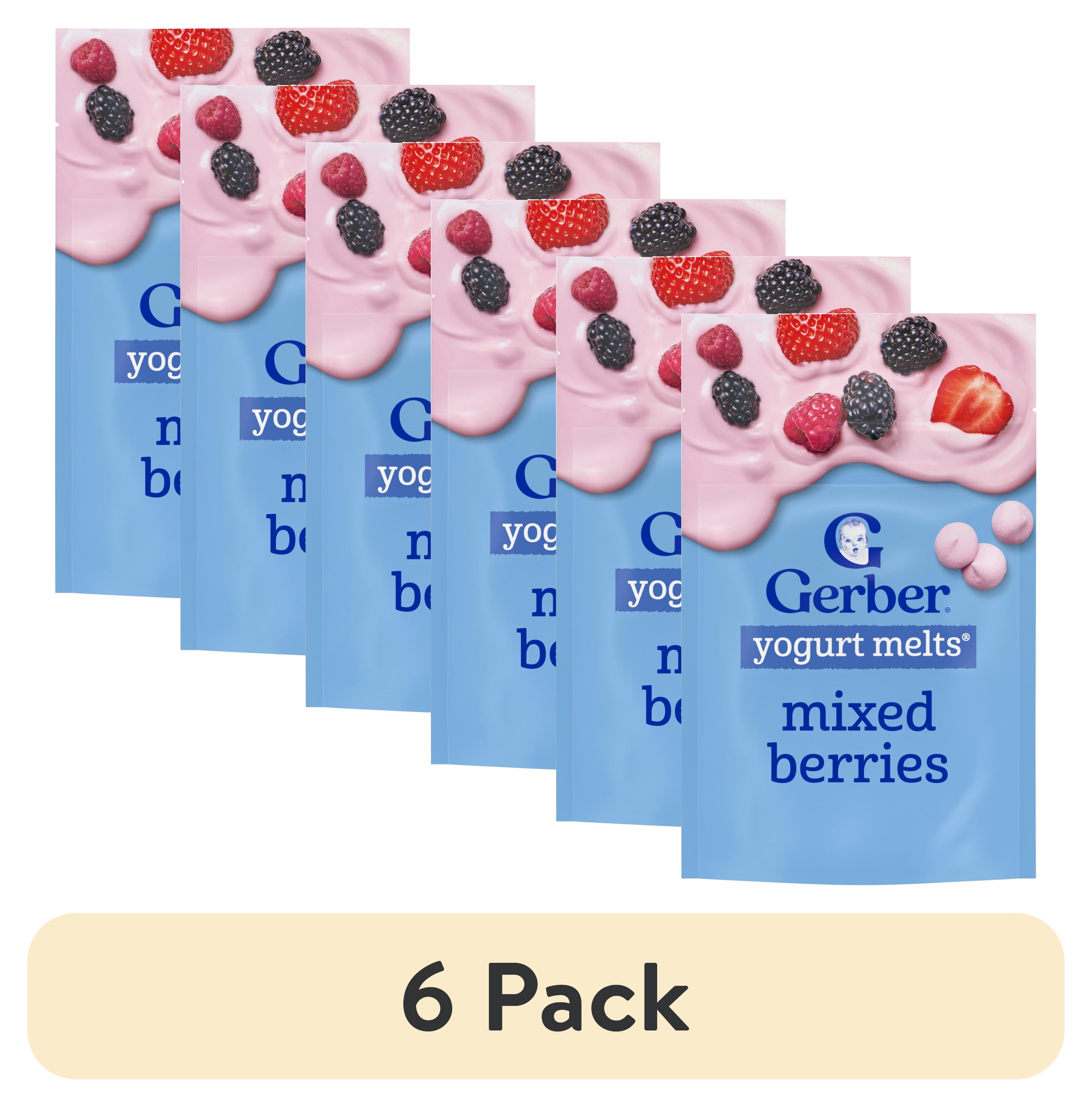 (6 pack) Gerber Stage 3 Baby Snacks, Yogurt Melts, Mixed Berries, 1 oz