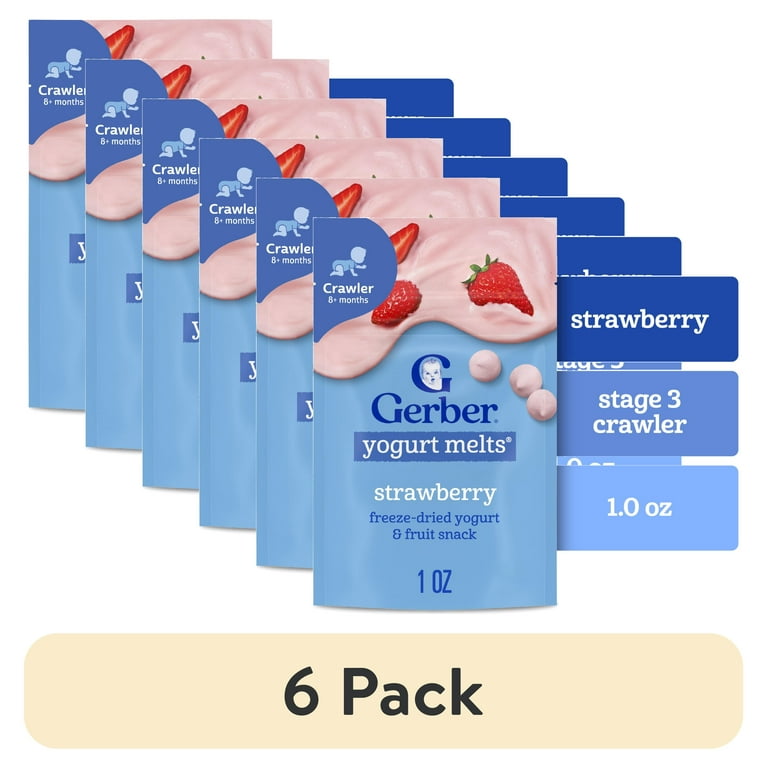 6 pack) Gerber Stage 3 Baby Food Snacks, Strawberry Yogurt Melts
