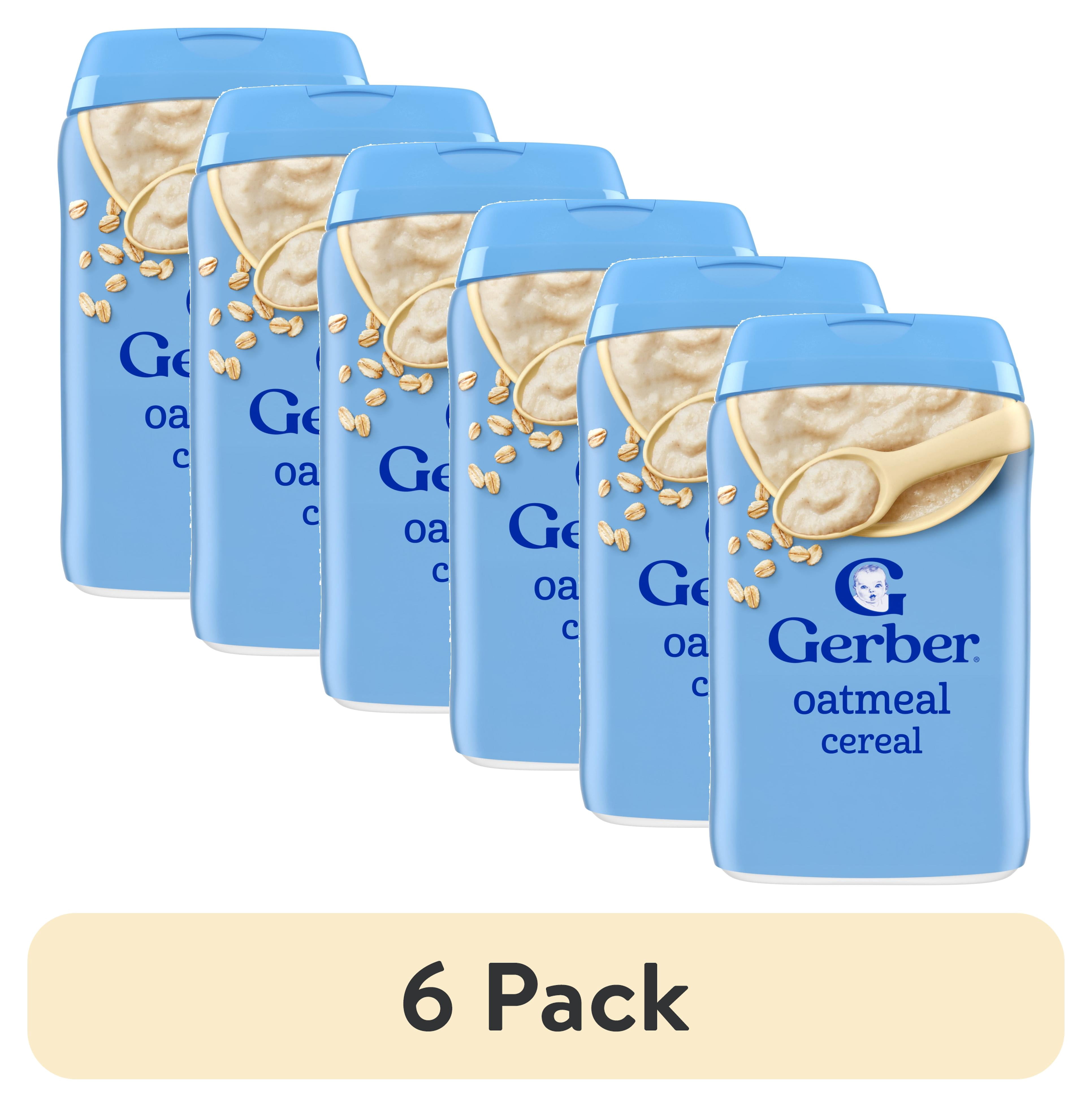 (6 pack) Gerber Infant Food, Stage 1 Baby Food, Baby Oatmeal Cereal, 8g Whole Grains, Infant Cereal 8 oz
