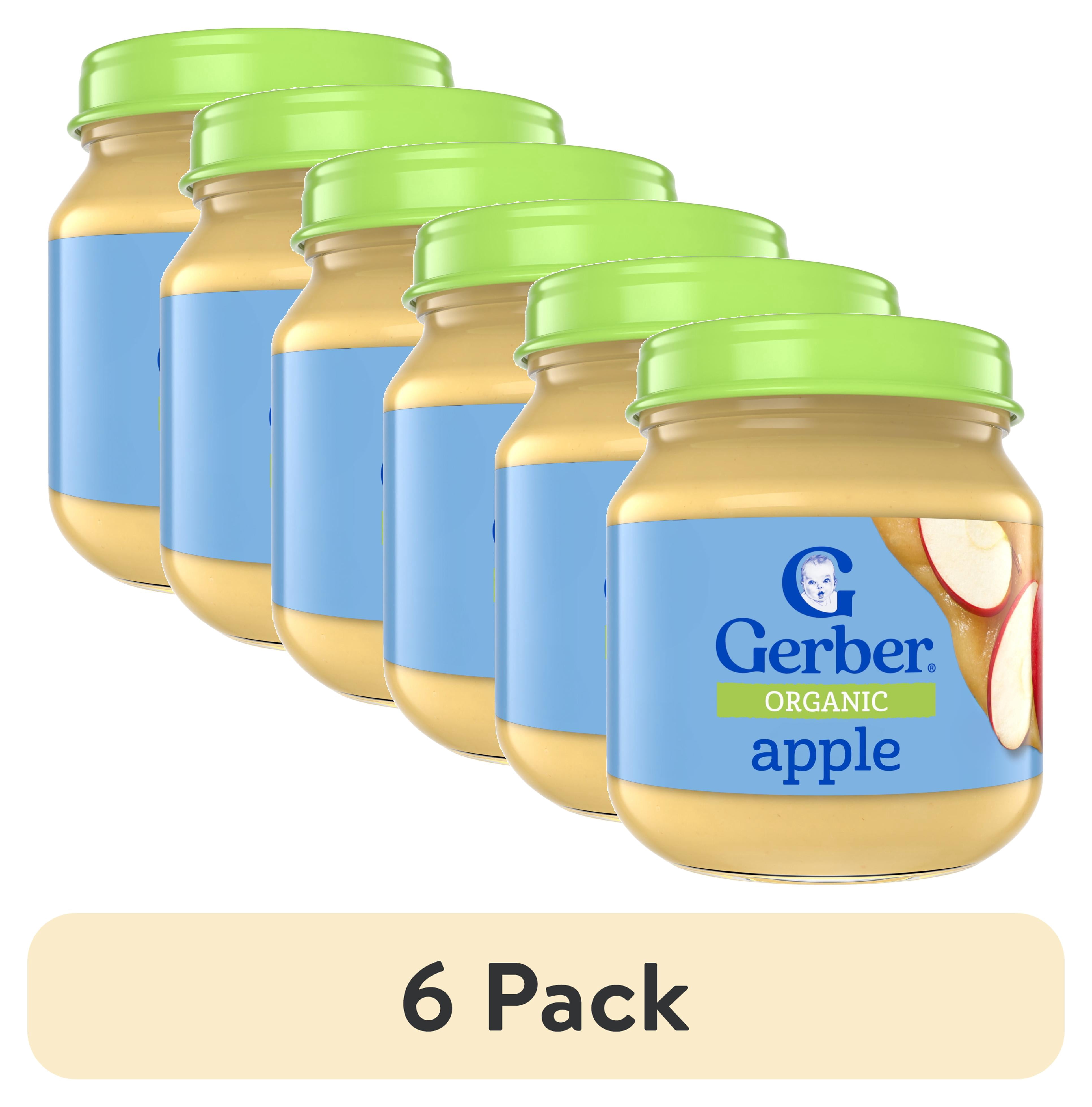 (6 pack) Gerber Organic Stage 1 Baby Food Puree, Apple, 4 oz Jar