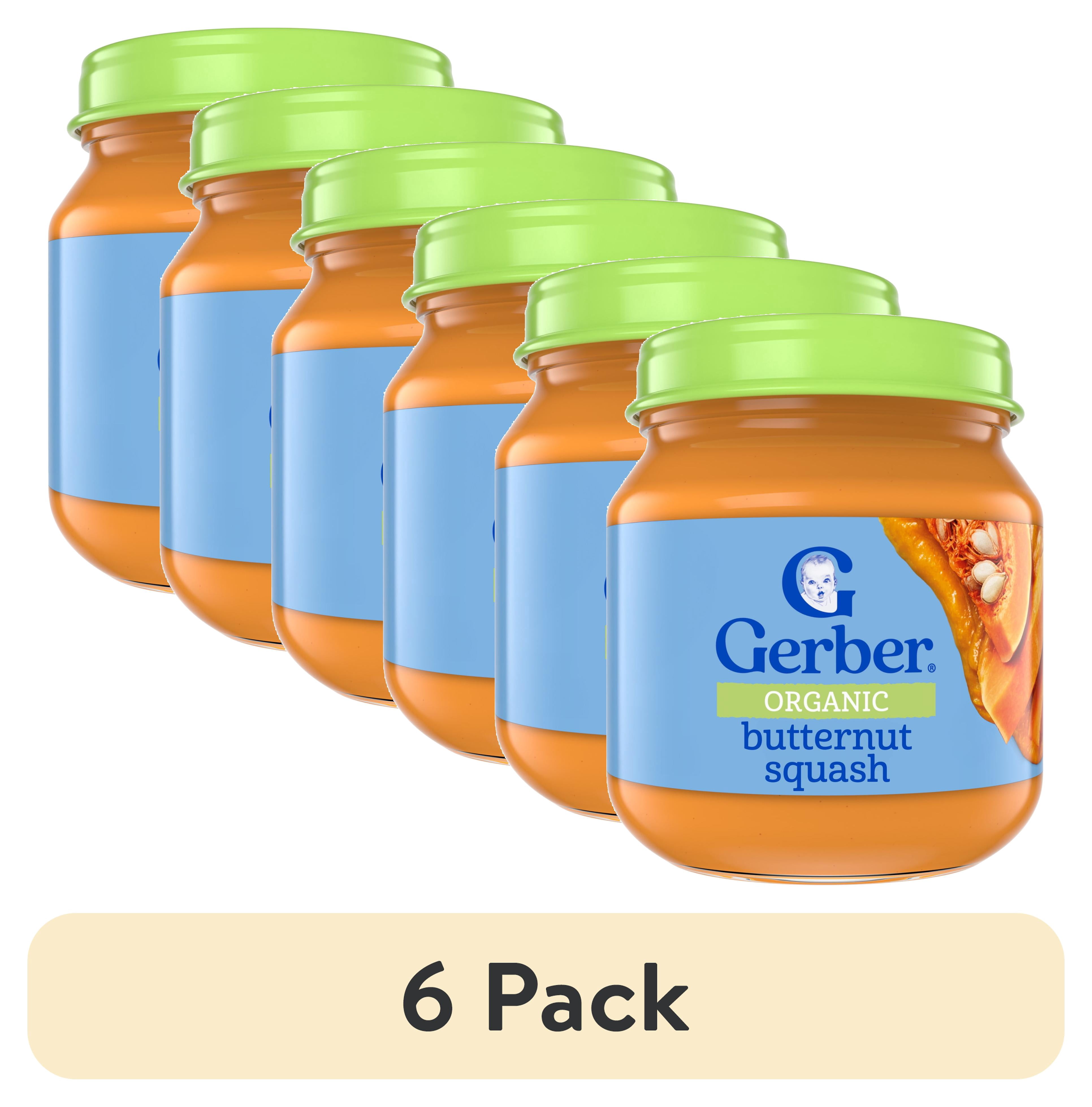 (6 pack) Gerber Organic Stage 1 Baby Food Puree, Butternut Squash, 4 oz Jar