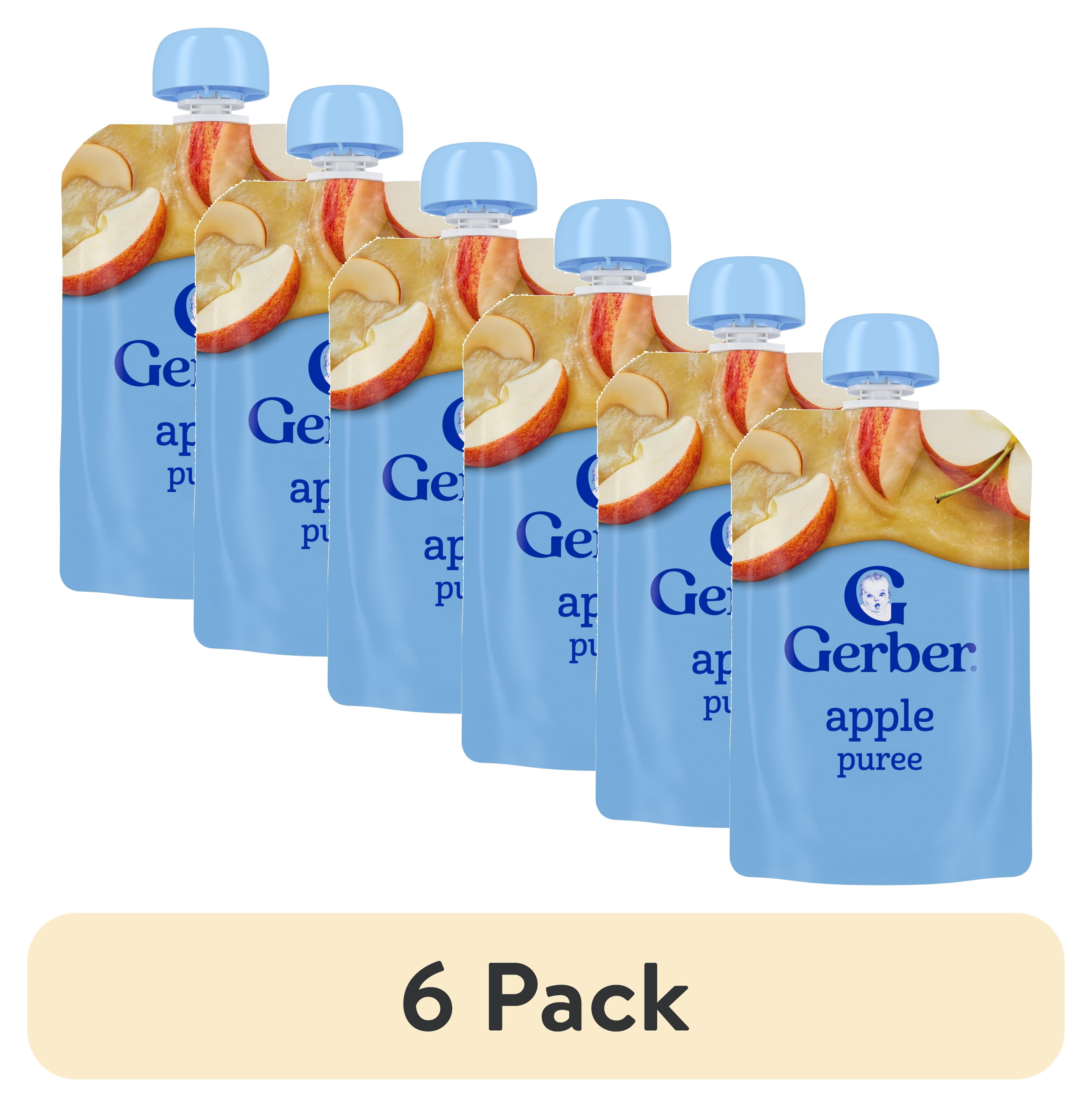 (6 pack) Gerber Stage 2 Baby Food, Apple Puree Pouch 99 g