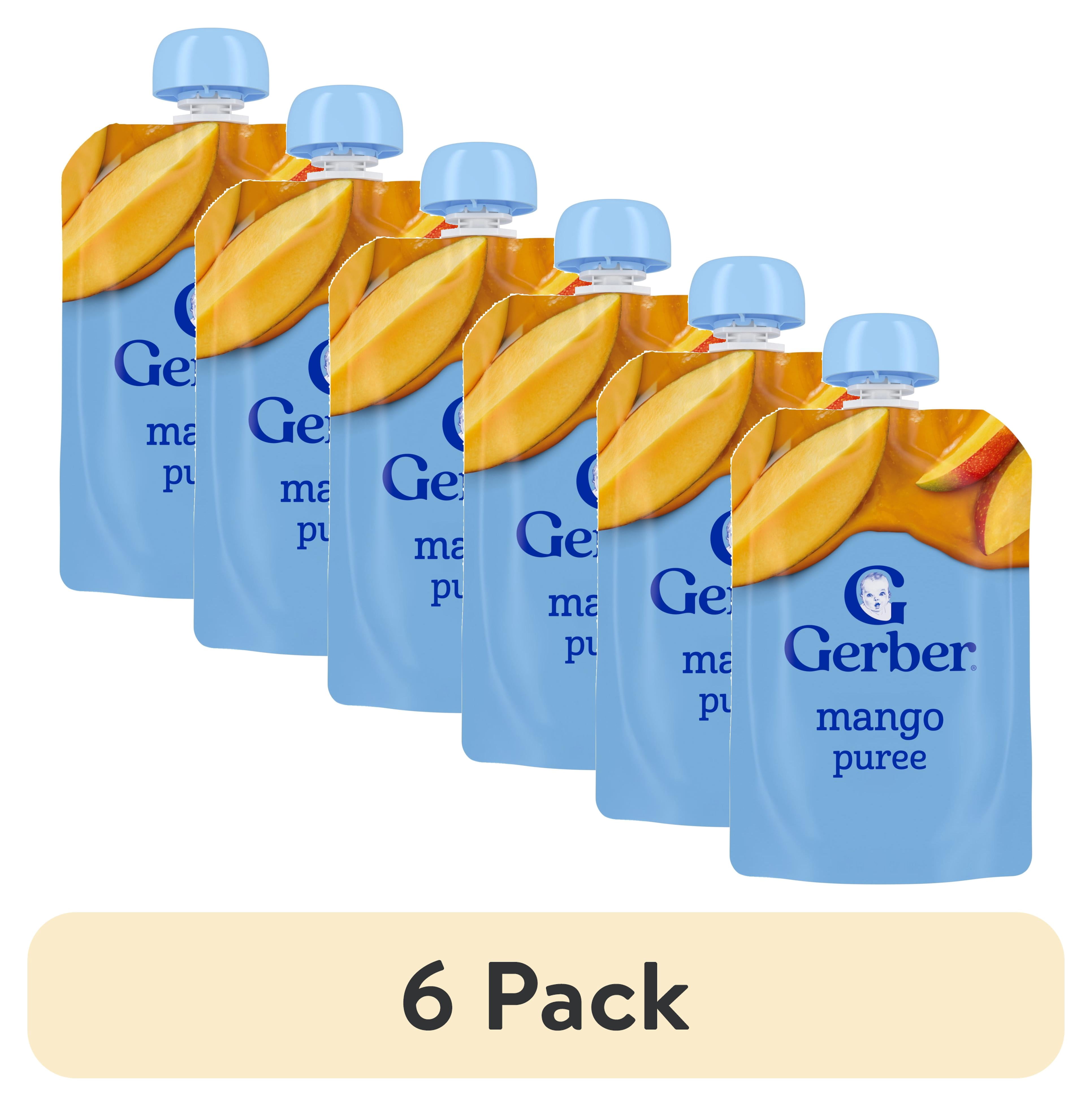 (6 pack) Gerber Stage 2 Baby Food, Mango Puree Pouch 12 ea