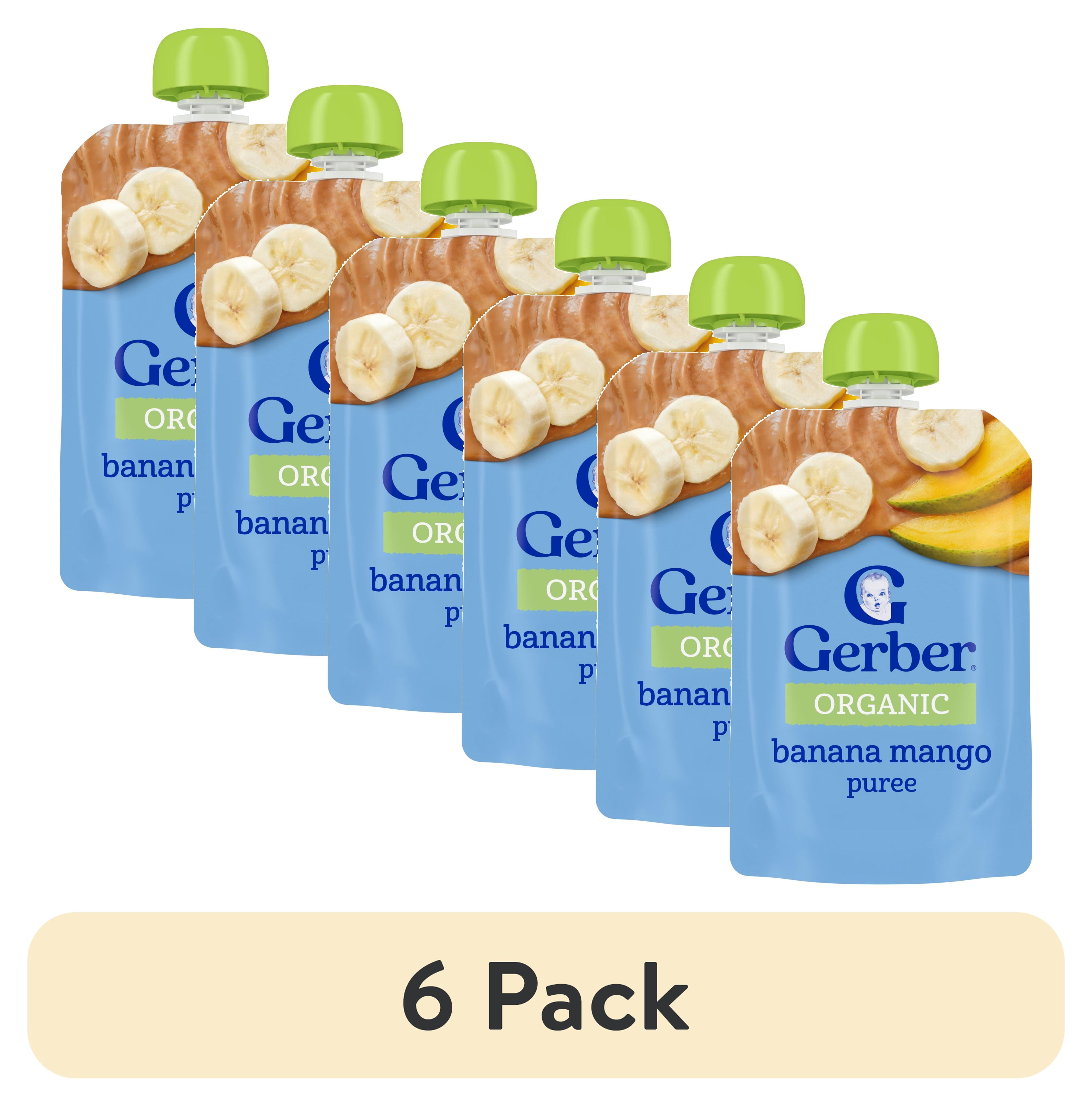 (6 pack) Gerber Organic Stage 3 Baby Food Puree, Banana Mango, 3.5 oz Pouches