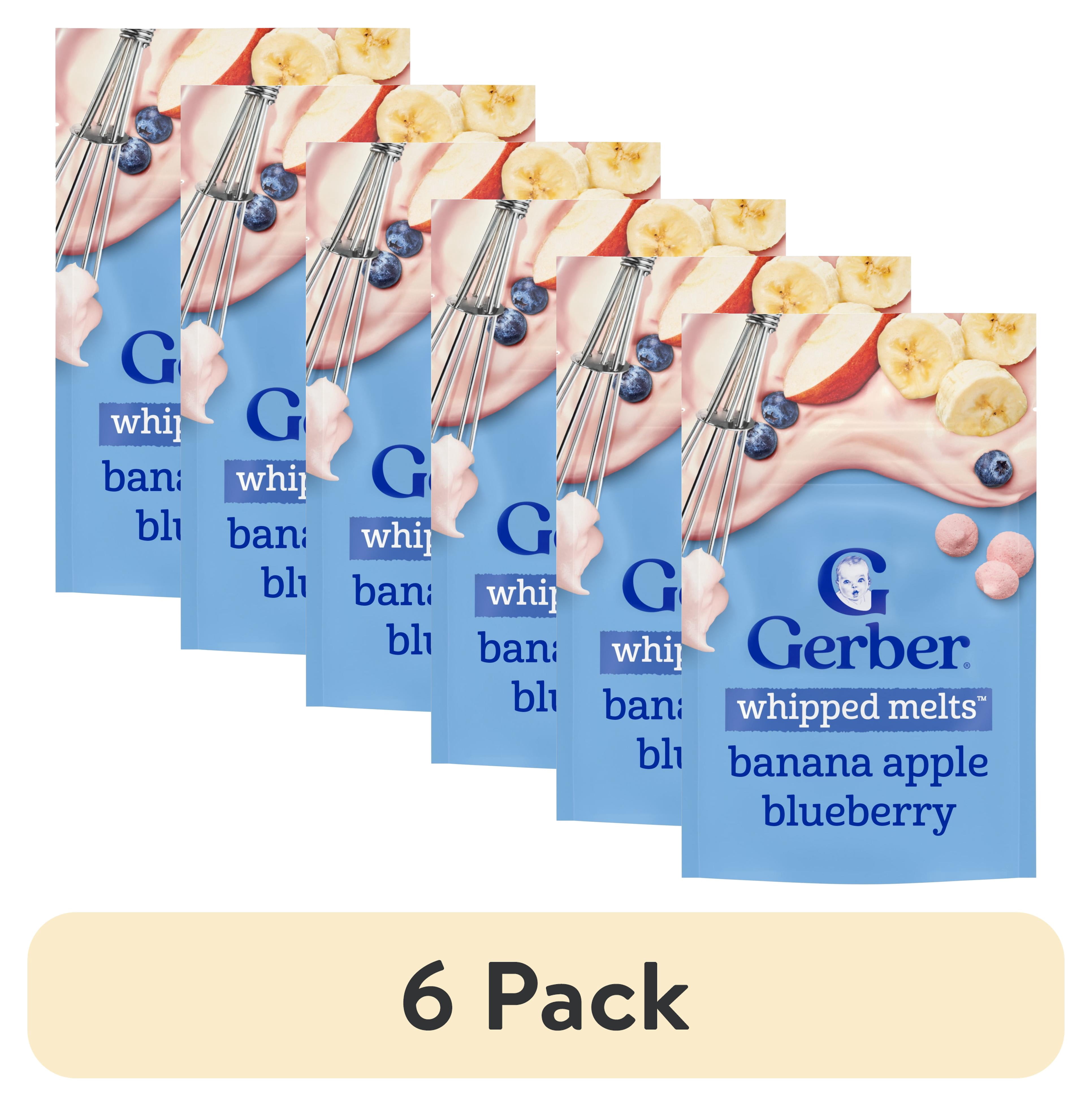 (6 pack) Gerber Stage 3 Baby Snacks, Banana Apple Blueberry Whipped Melts