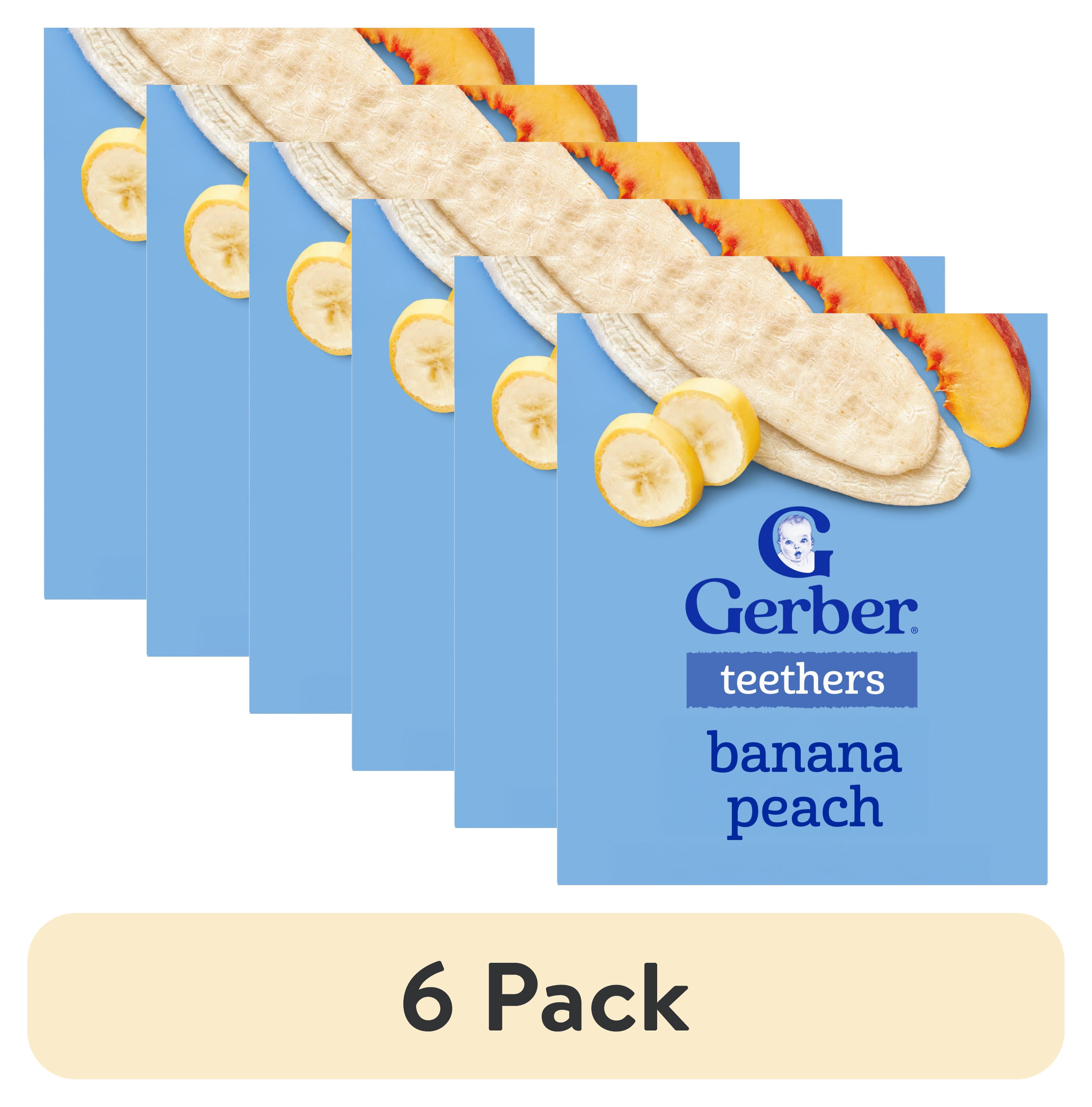 (6 pack) Gerber Teethers, Banana Peach Gentle Teething Wafers, Baby Teething Snacks, 1.7 oz Box (12 Pack)