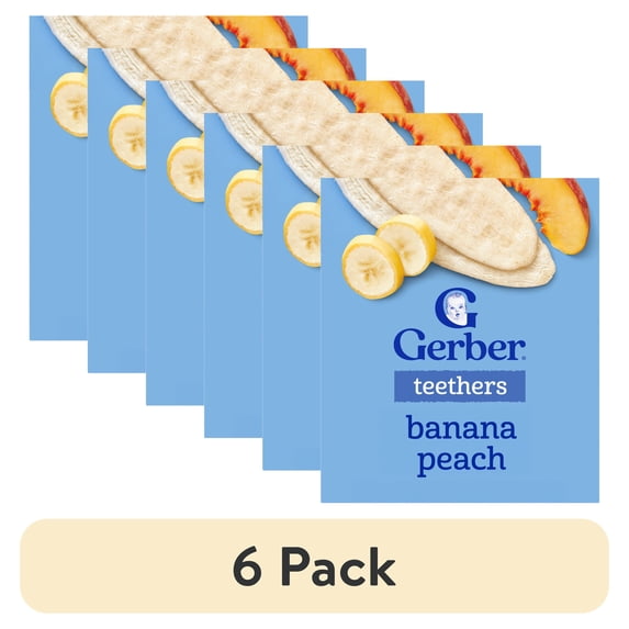 (6 pack) Gerber Snacks for Baby Teethers, Banana Peach, 1.7 oz Box (12 Pack)