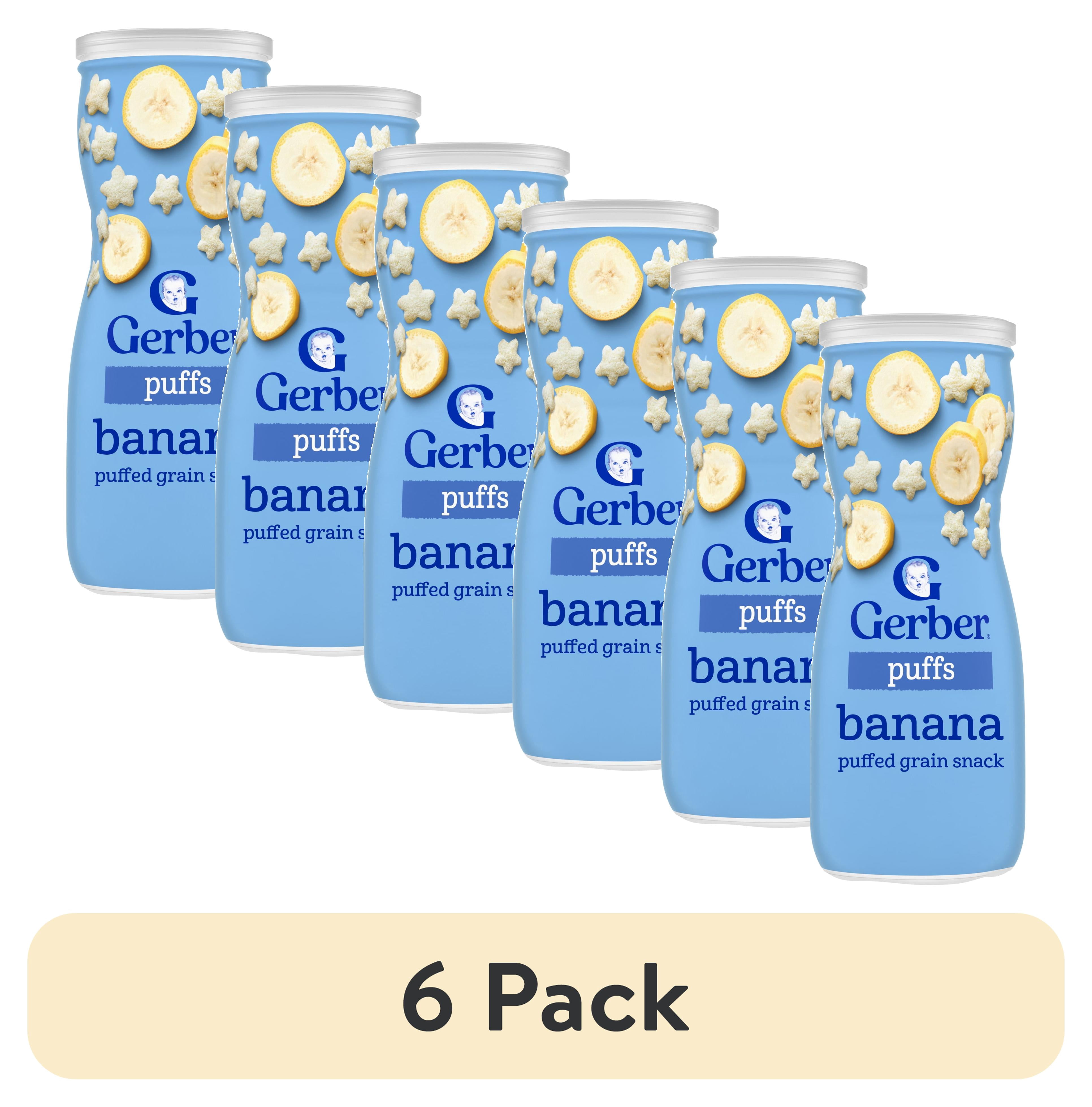 (6 pack) Gerber Stage 3 Toddler Snacks, Banana Puffs, Puffed Grain Snack, 8+ Months