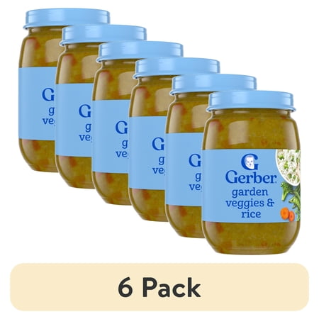(6 pack) Gerber 3rd Foods Natural for Baby Veggie Power Baby Food, Garden Veggies & Rice, 6 oz Jar