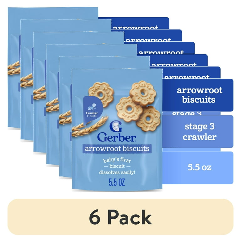 pack) Gerber Stage Baby Snacks Arrowroot Cookie Biscuits,