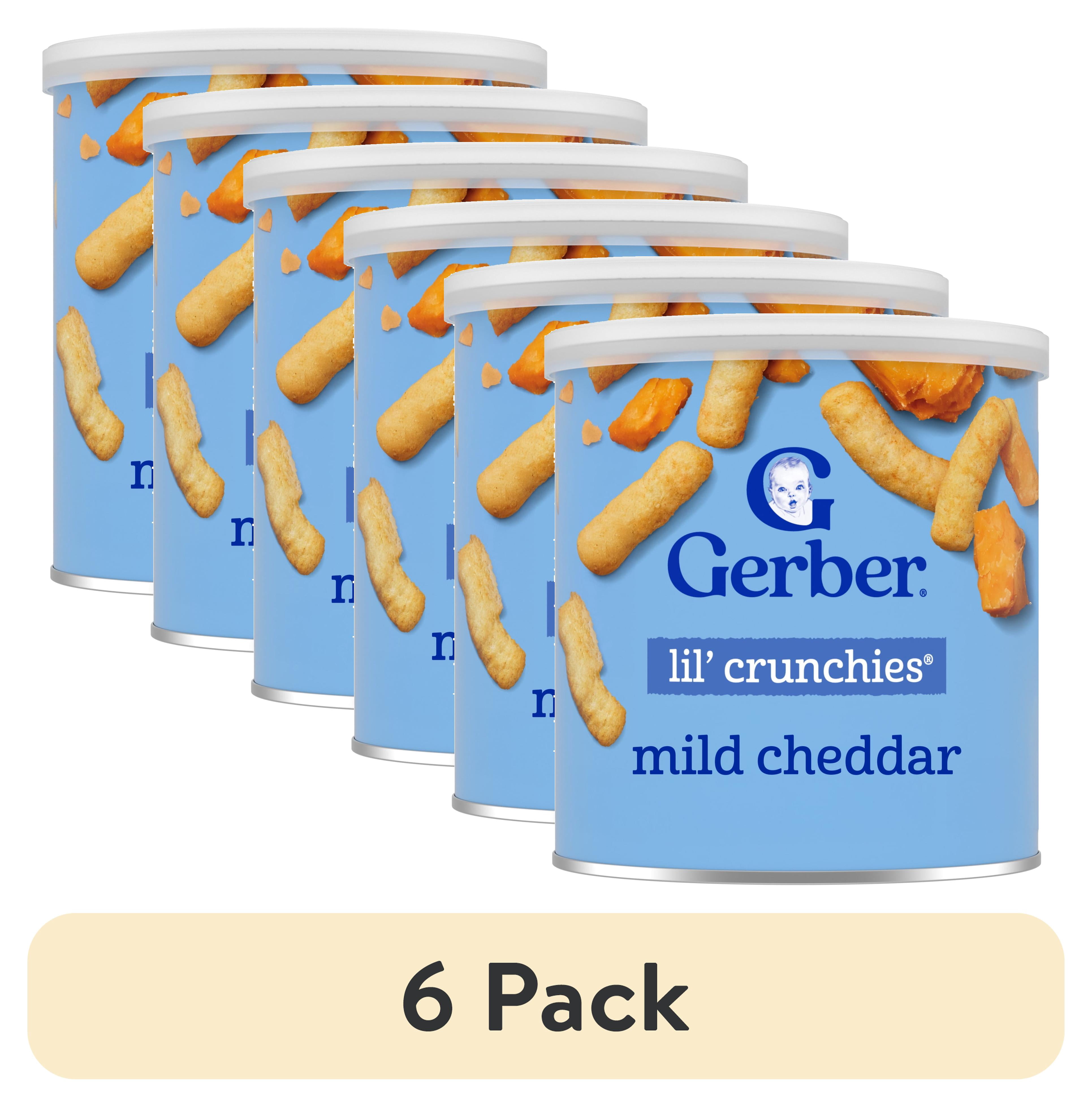 (6 pack) Gerber Stage 3 Baby Snacks, Lil' Crunchies Puffs, Mild Cheddar ...