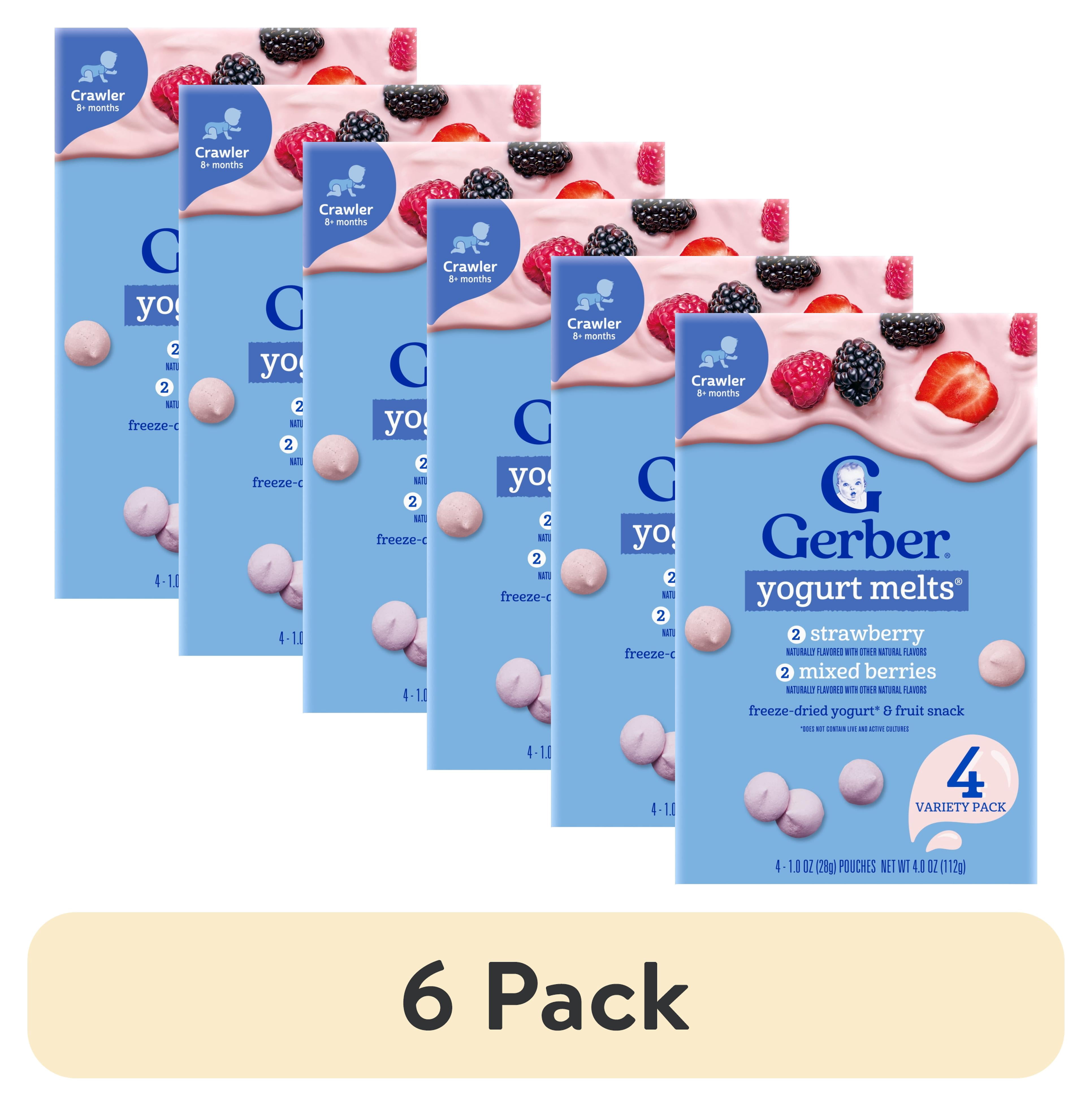 (6 pack) Gerber Snacks for Baby Yogurt Melts, Strawberry & Mixed Berry Variety Pack, 1 oz Bag, 4 count