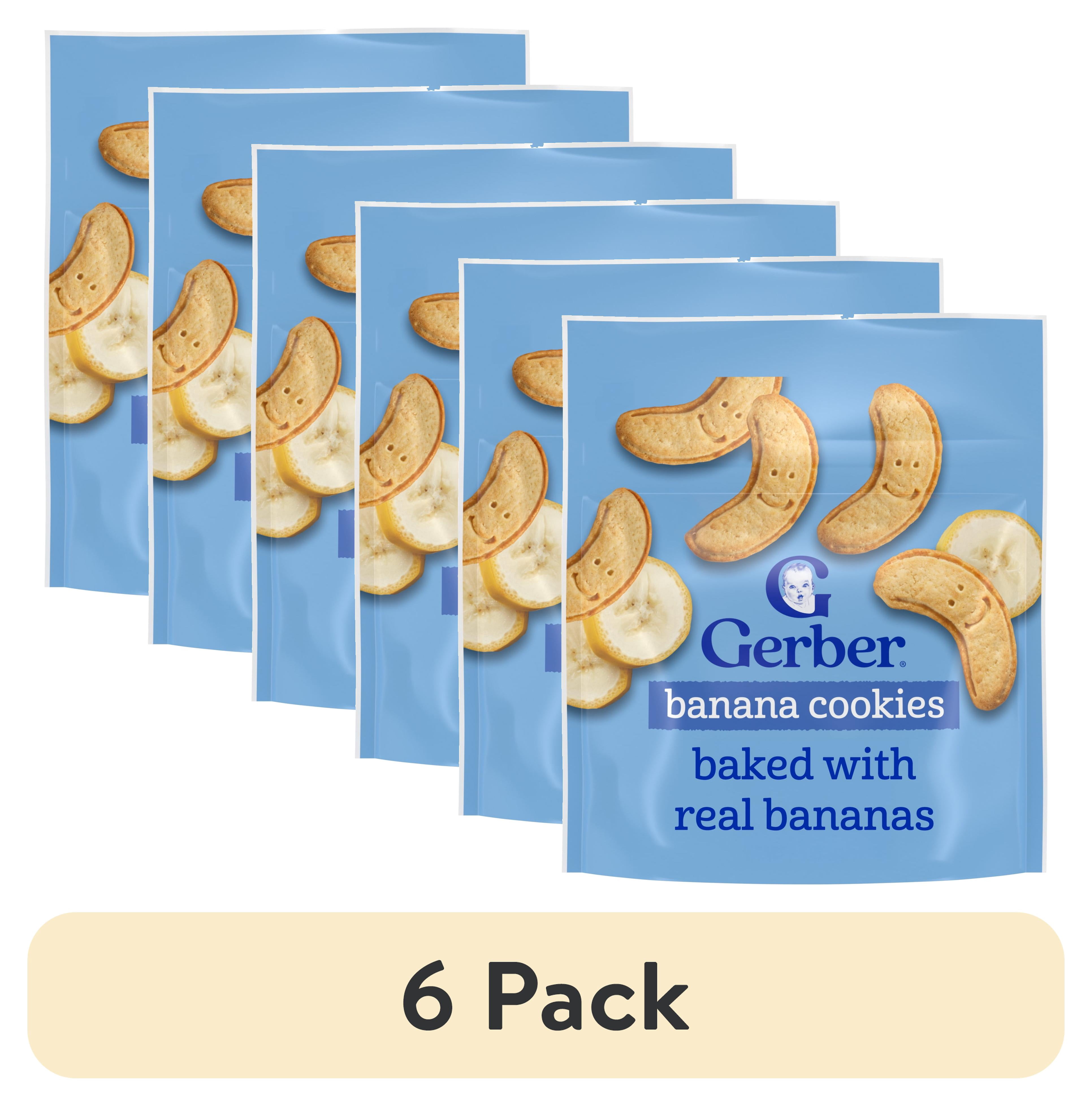 (6 pack) Gerber Toddler Snacks, Banana Cookies, Toddler Cookies, Finger Foods, Snacks for Toddlers 5 oz
