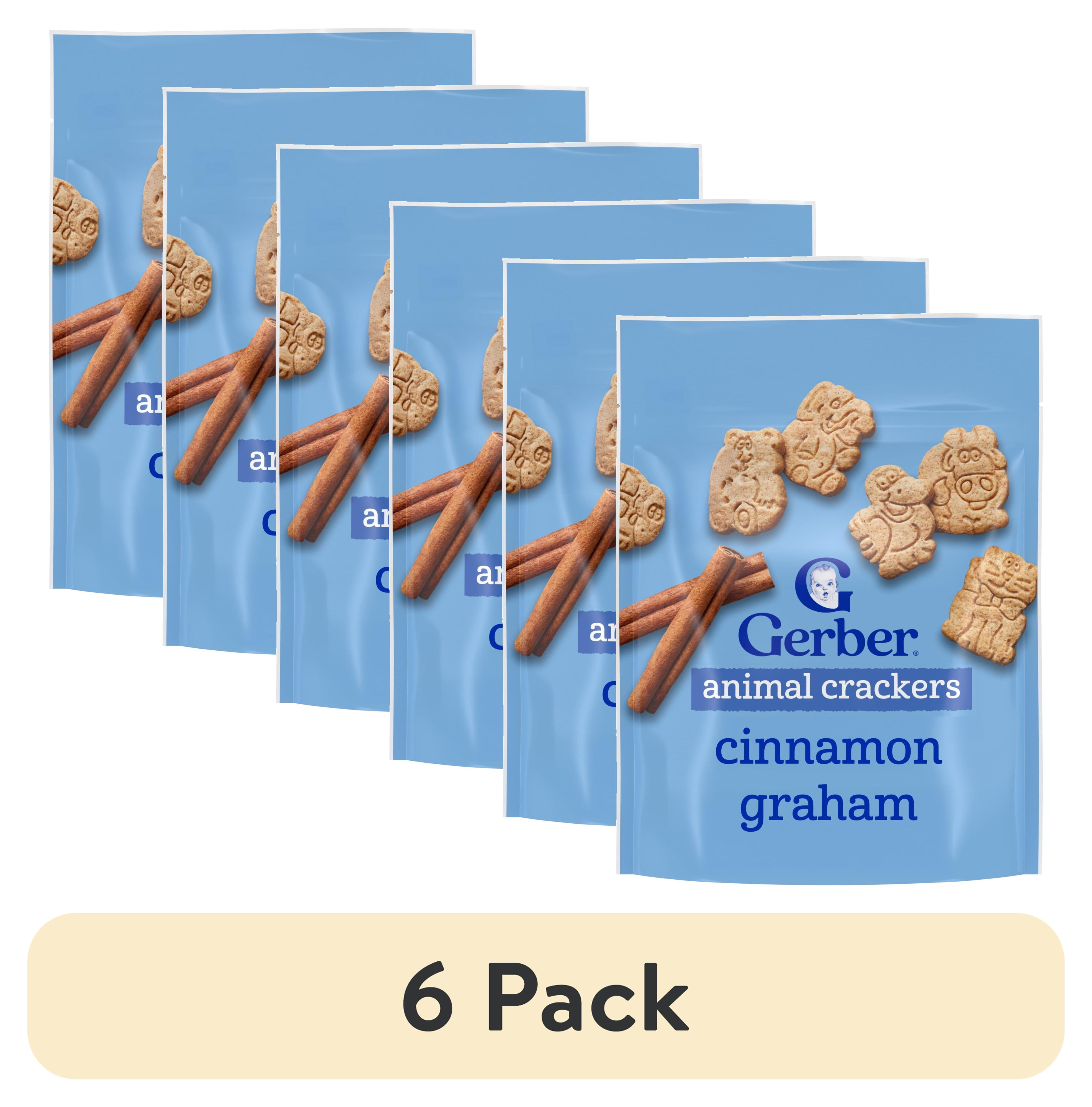 (6 pack) Gerber Toddler Snacks for Baby, Cinnamon Graham Animal Crackers, 6 oz Bag