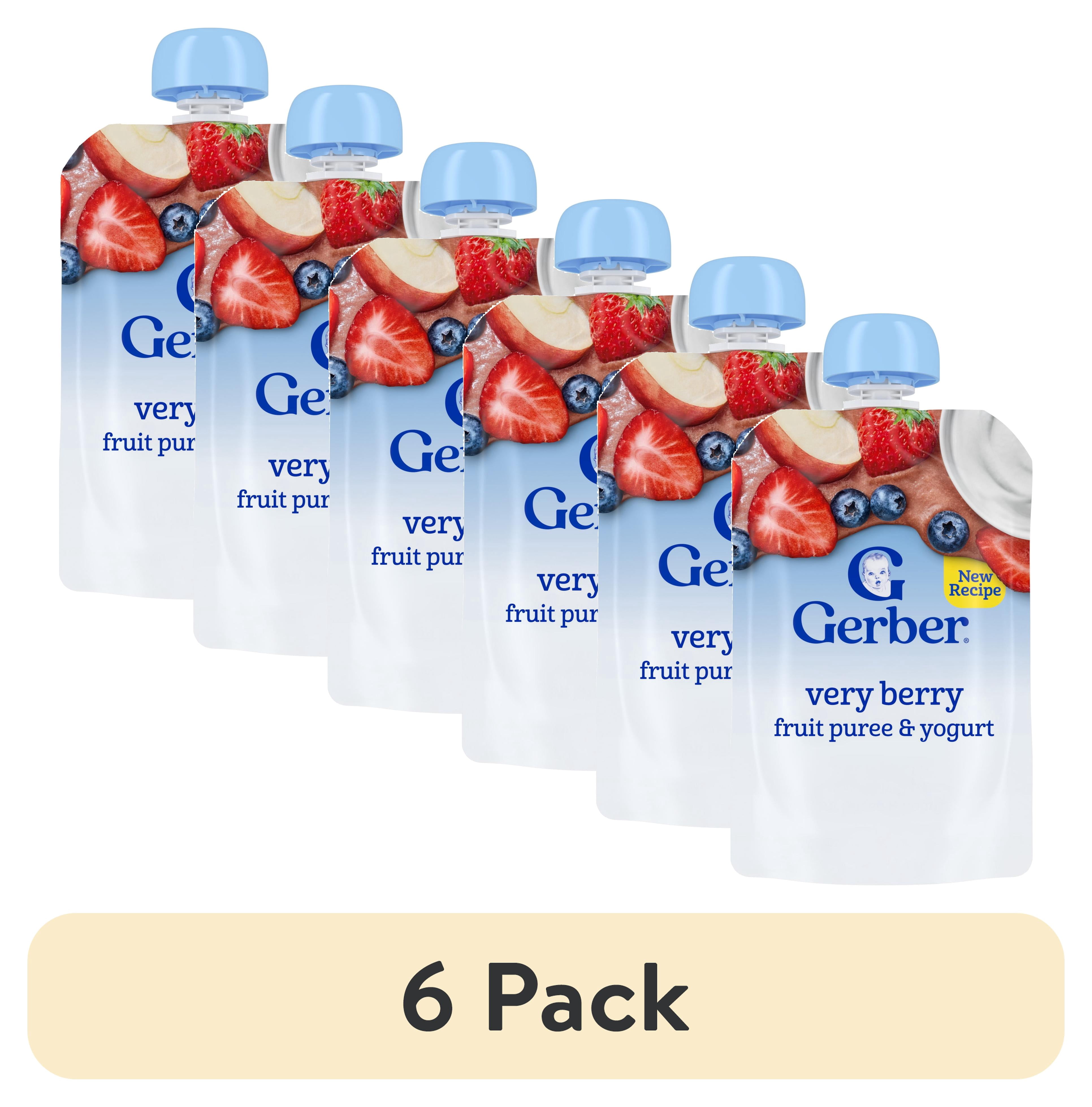 (6 pack) Gerber Snacks for Toddler Fruit & Yogurt, Very Berry, 3.5 oz Pouch