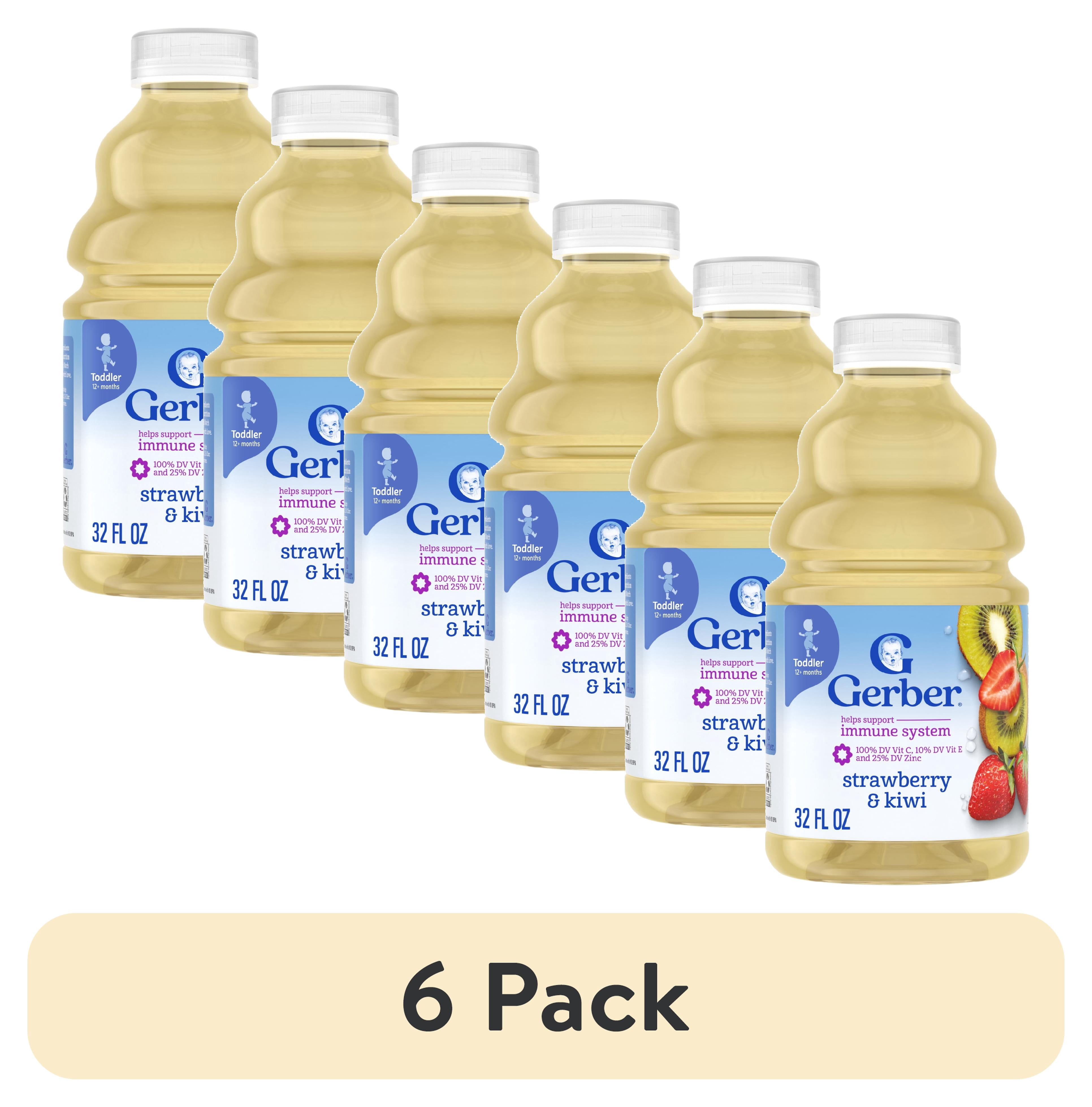 (6 pack) Gerber Fruit Splashers Toddler Juice Strawberry Kiwi, 32 fl oz Bottle