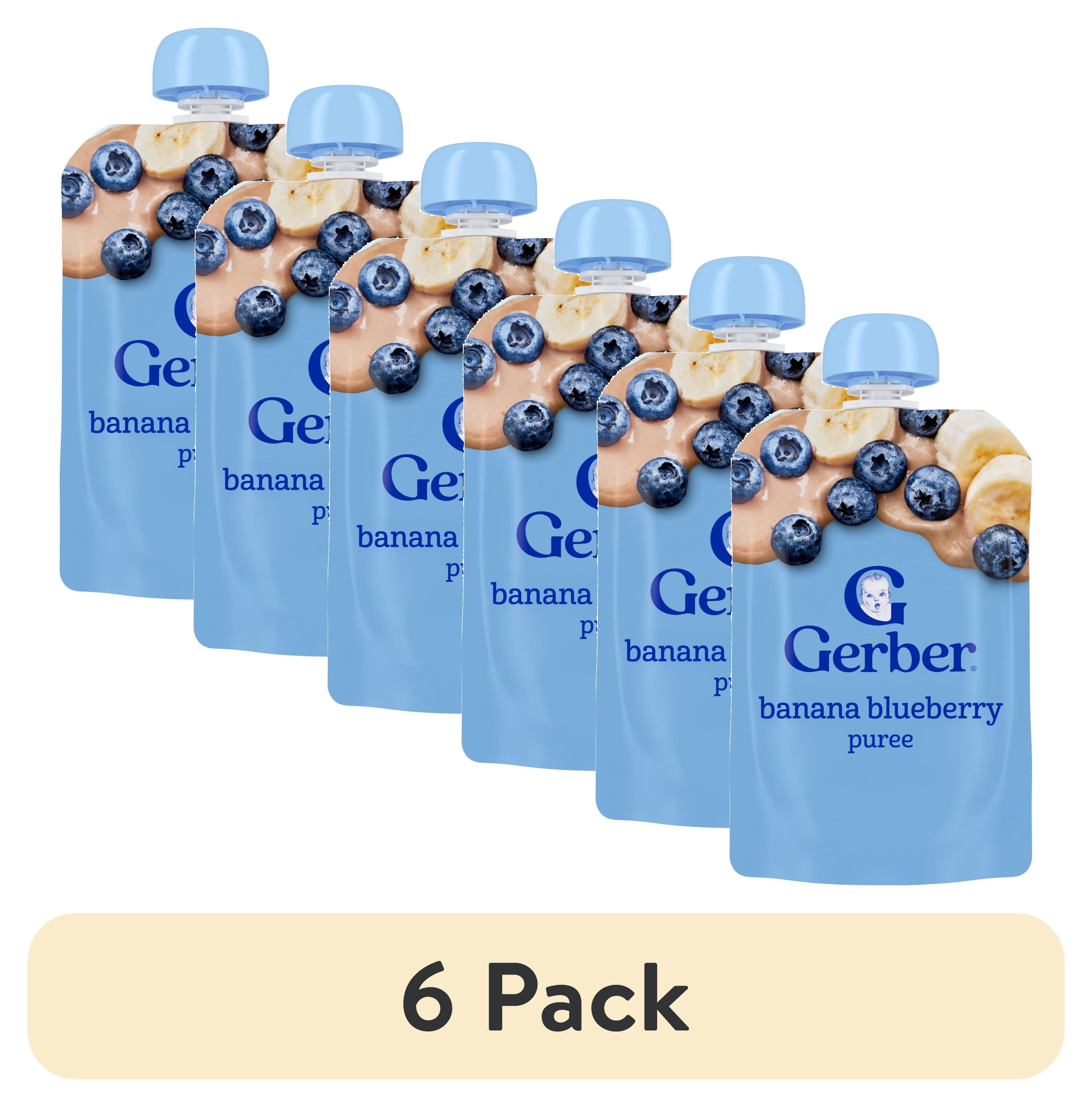 (6 pack) Gerber Toddler Foods, WonderFoods Banana Blueberry, Clean Label Project, 3.5 oz Pouch