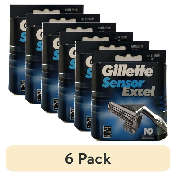 (6 pack) Gillette Sensor Excel Refill Blades - 10 Cartridges