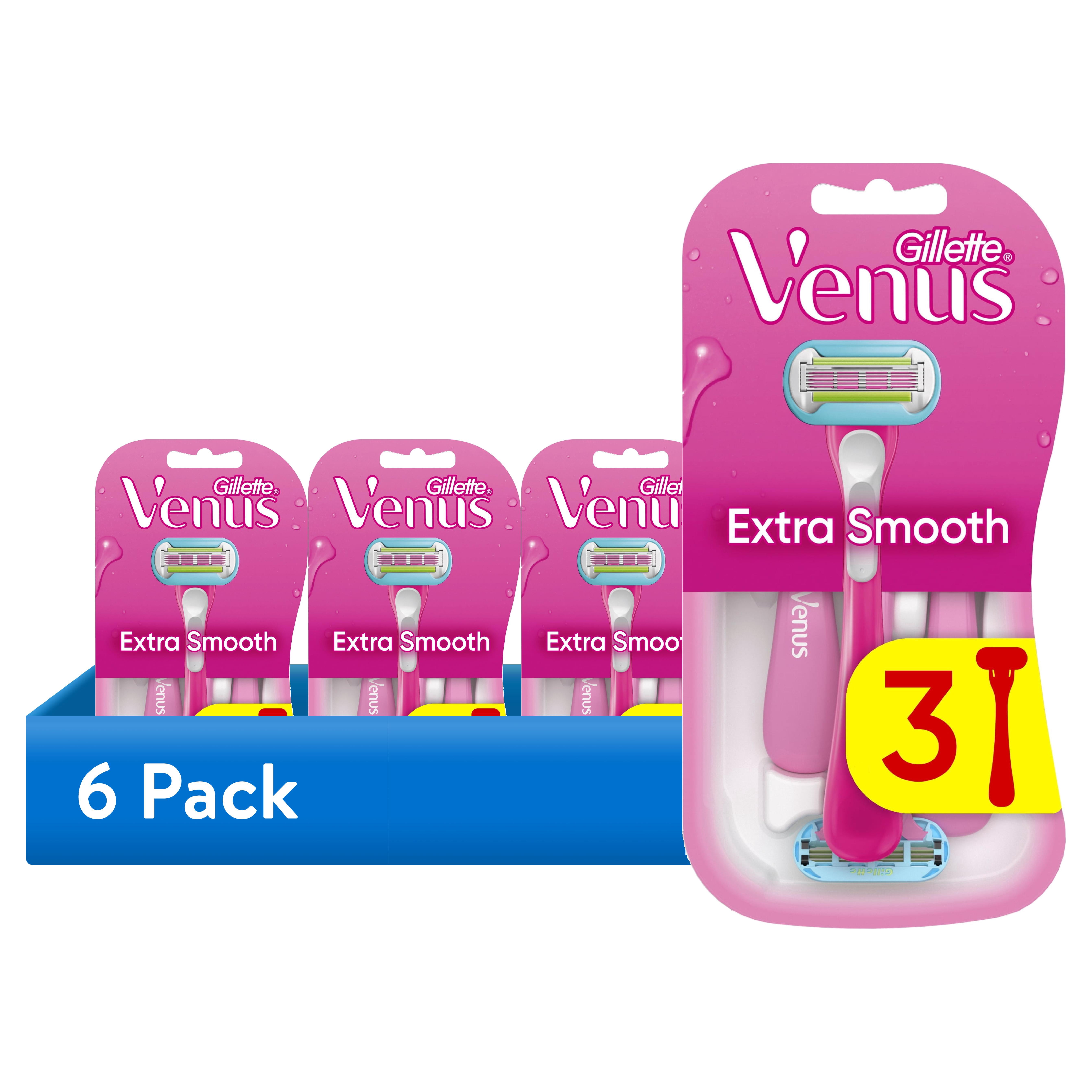 (6 pack) Gillette Venus Extra Smooth Disposable Women's Razors - 3 Count
