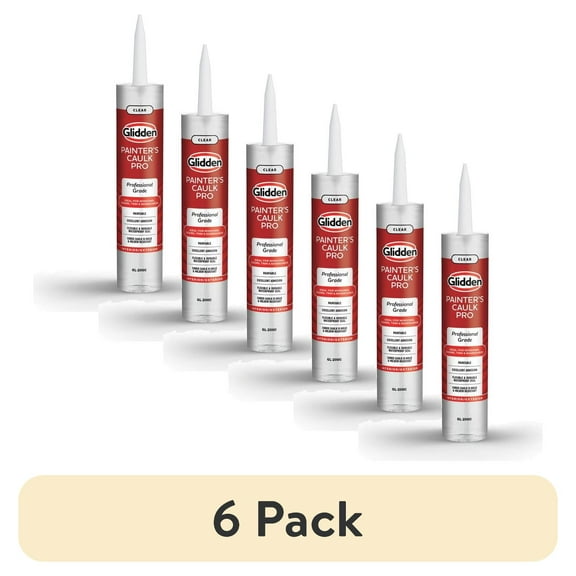 (6 pack) Glidden 10.1 fl oz Painter's Multi-Purpose Interior/Exterior Caulk Pro, Clear