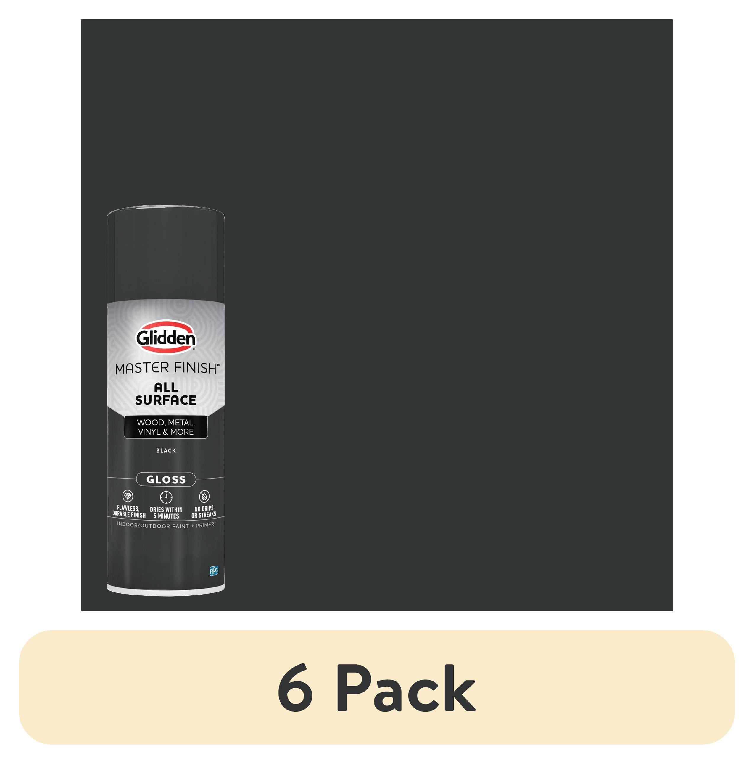 (6 pack) Glidden 12 oz. Gloss Black Interior/Exterior All Surface Spray Paint and Primer