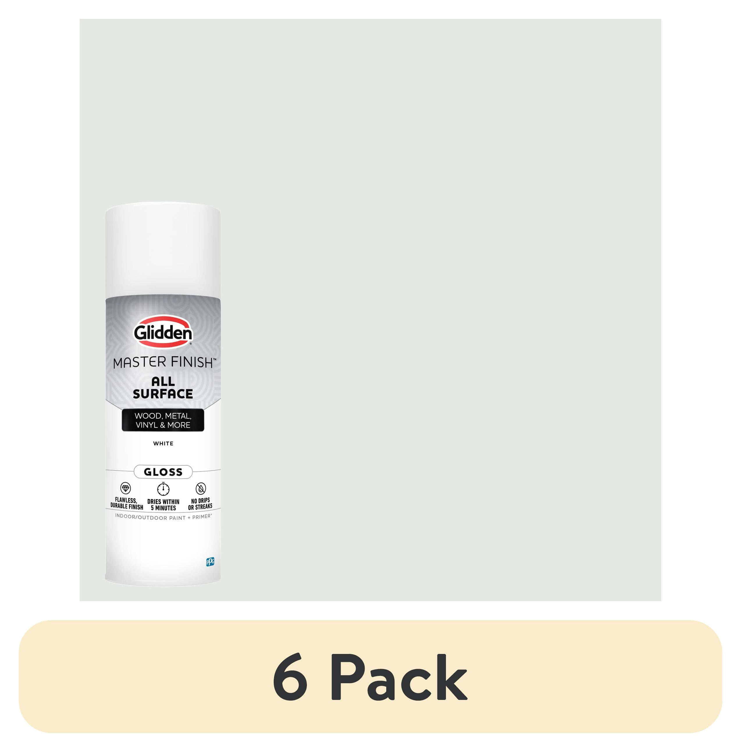 (6 pack) Glidden 12 oz. Gloss White Interior/Exterior All Surface Spray Paint and Primer