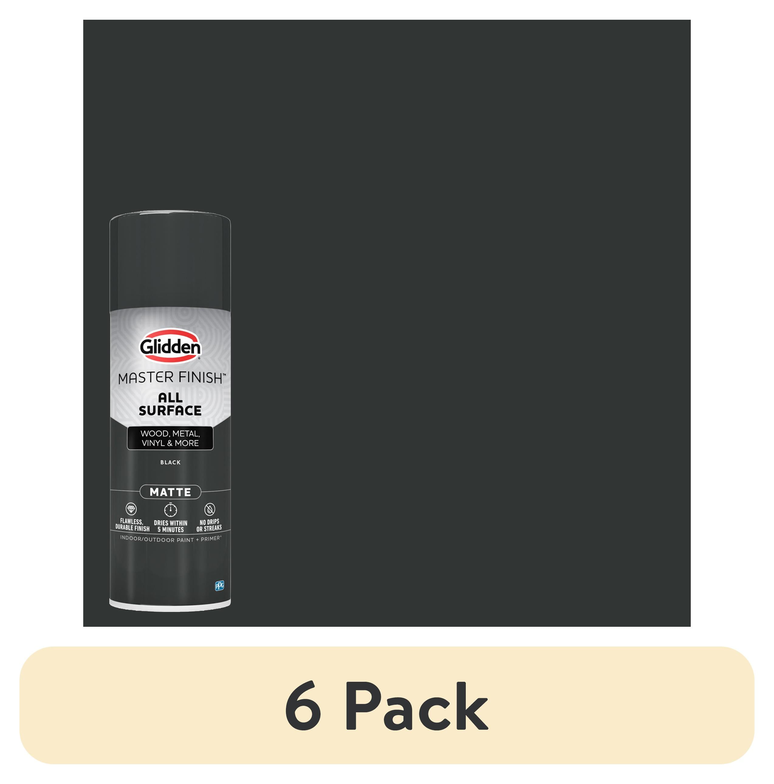 (6 pack) Glidden Master Finish 12 oz. Matte Black Interior/Exterior All Surface Spray Paint and Primer