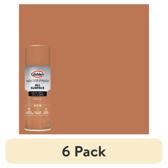 (6 pack) Glidden Master Finish 12 oz. Satin Brown Clay Interior/Exterior All Surface Spray Paint and Primer