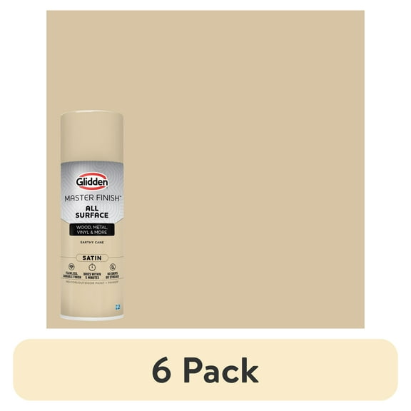 (6 pack) Glidden Master Finish 12 oz. Satin Earthy Cane Interior/Exterior All Surface Spray Paint and Primer