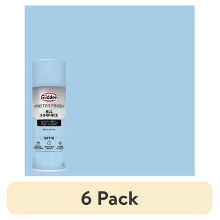 (6 pack) Glidden Master Finish 12 oz. Satin Everlasting Interior/Exterior All Surface Spray Paint and Primer