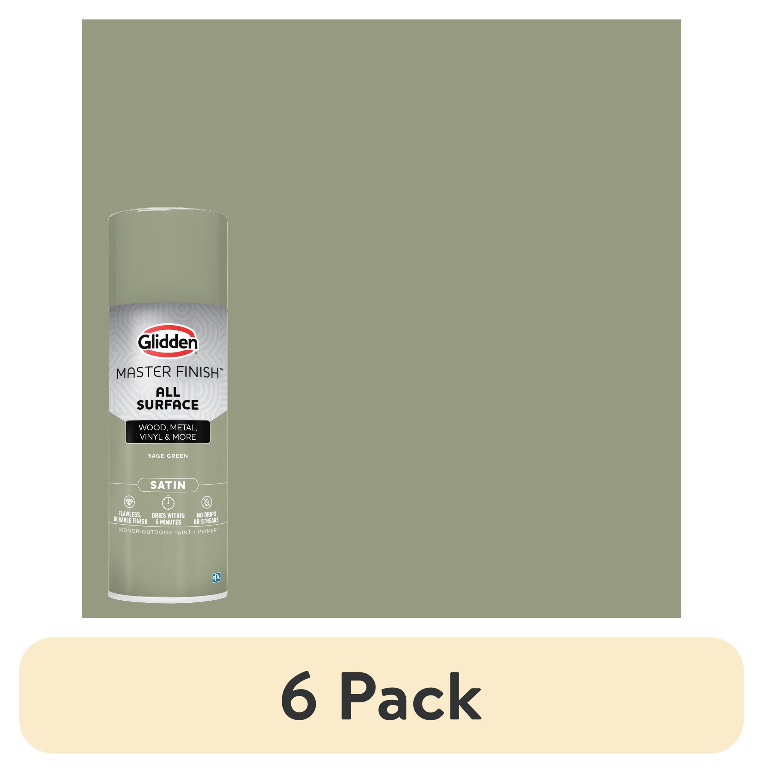 (6 pack) Glidden Master Finish 12 oz. Satin Green Sage Interior/Exterior All Surface Spray Paint and Primer