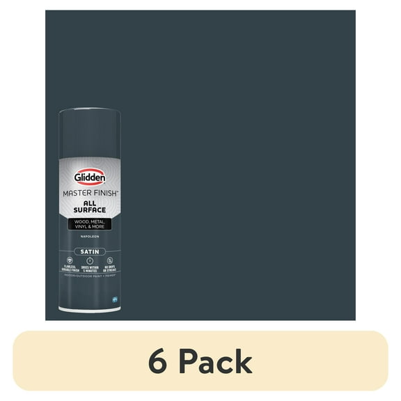 (6 pack) Glidden Master Finish 12 oz. Satin Napoleon Interior/Exterior All Surface Spray Paint and Primer