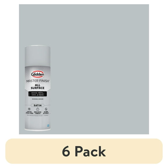 (6 pack) Glidden Master Finish 12 oz. Satin Shining Armor Interior/Exterior All Surface Spray Paint and Primer
