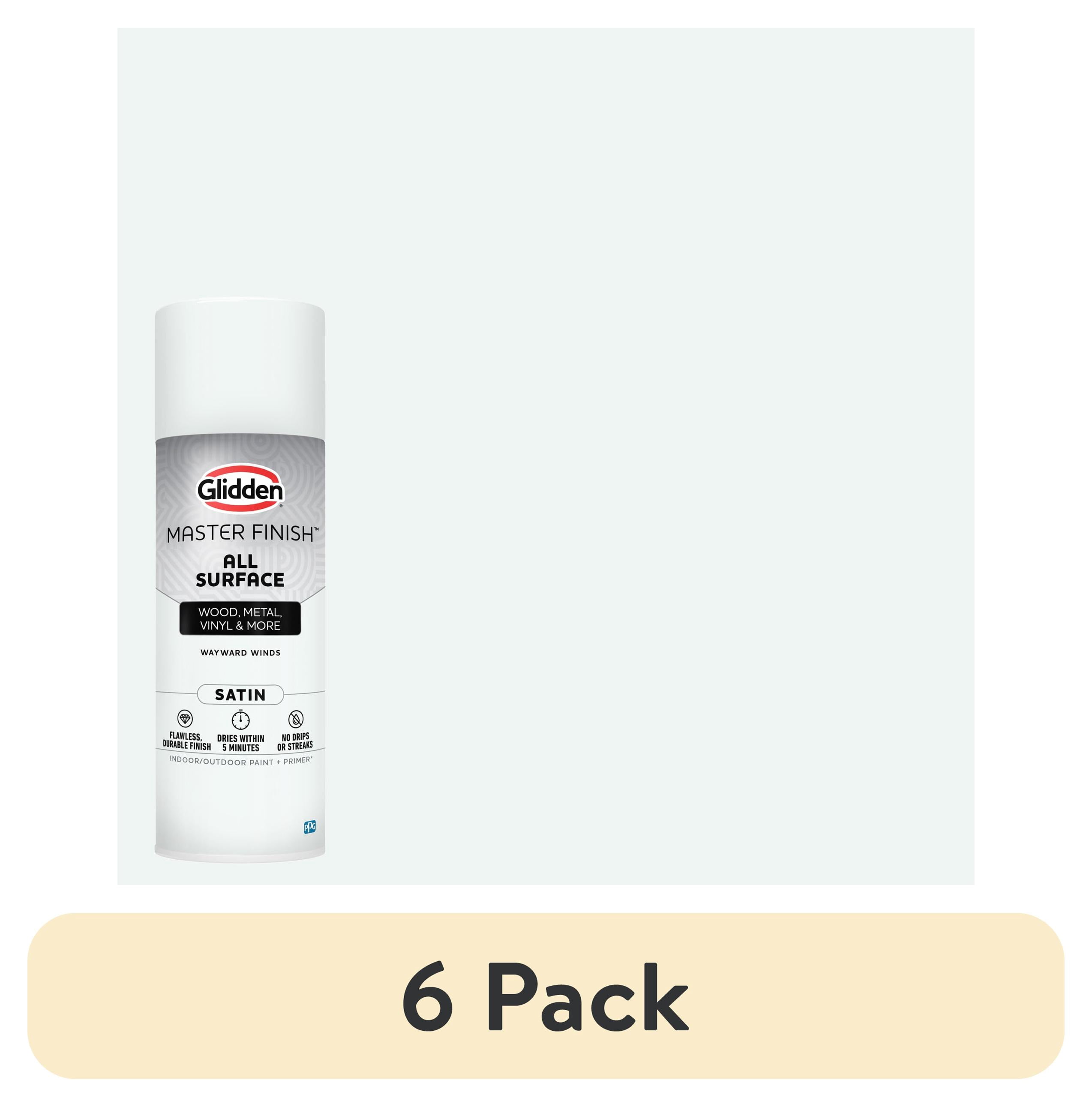 (6 pack) Glidden Master Finish 12 oz. Satin Wayward Winds Interior/Exterior All Surface Spray Paint and Primer