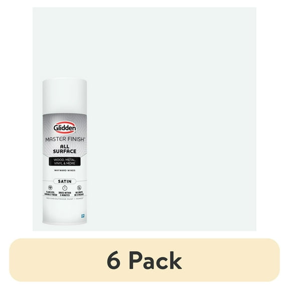 (6 pack) Glidden Master Finish 12 oz. Satin Wayward Winds Interior/Exterior All Surface Spray Paint and Primer