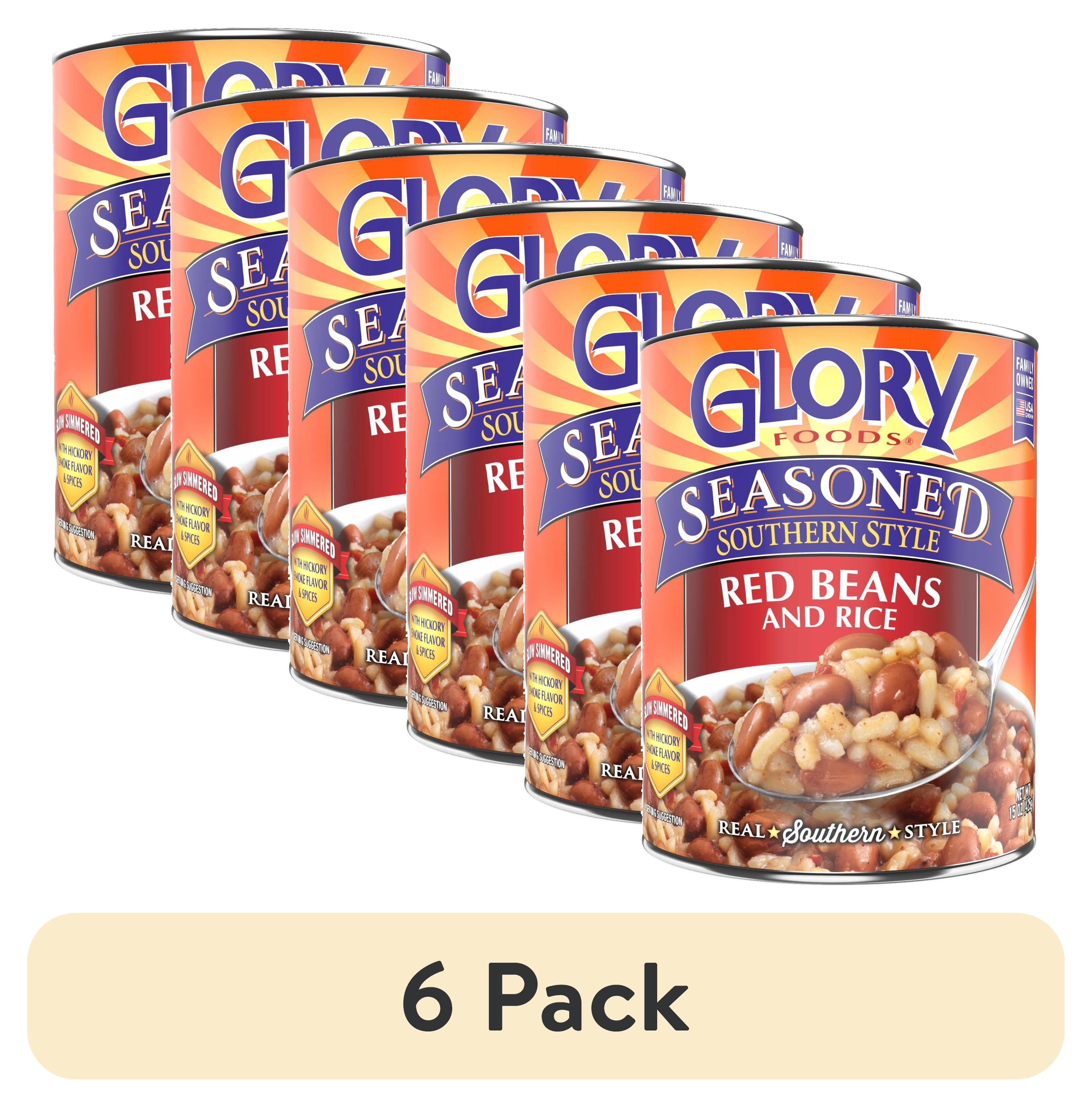 (6 pack) Glory Foods Seasoned Southern Style Red Beans and Rice, 15 oz., Can
