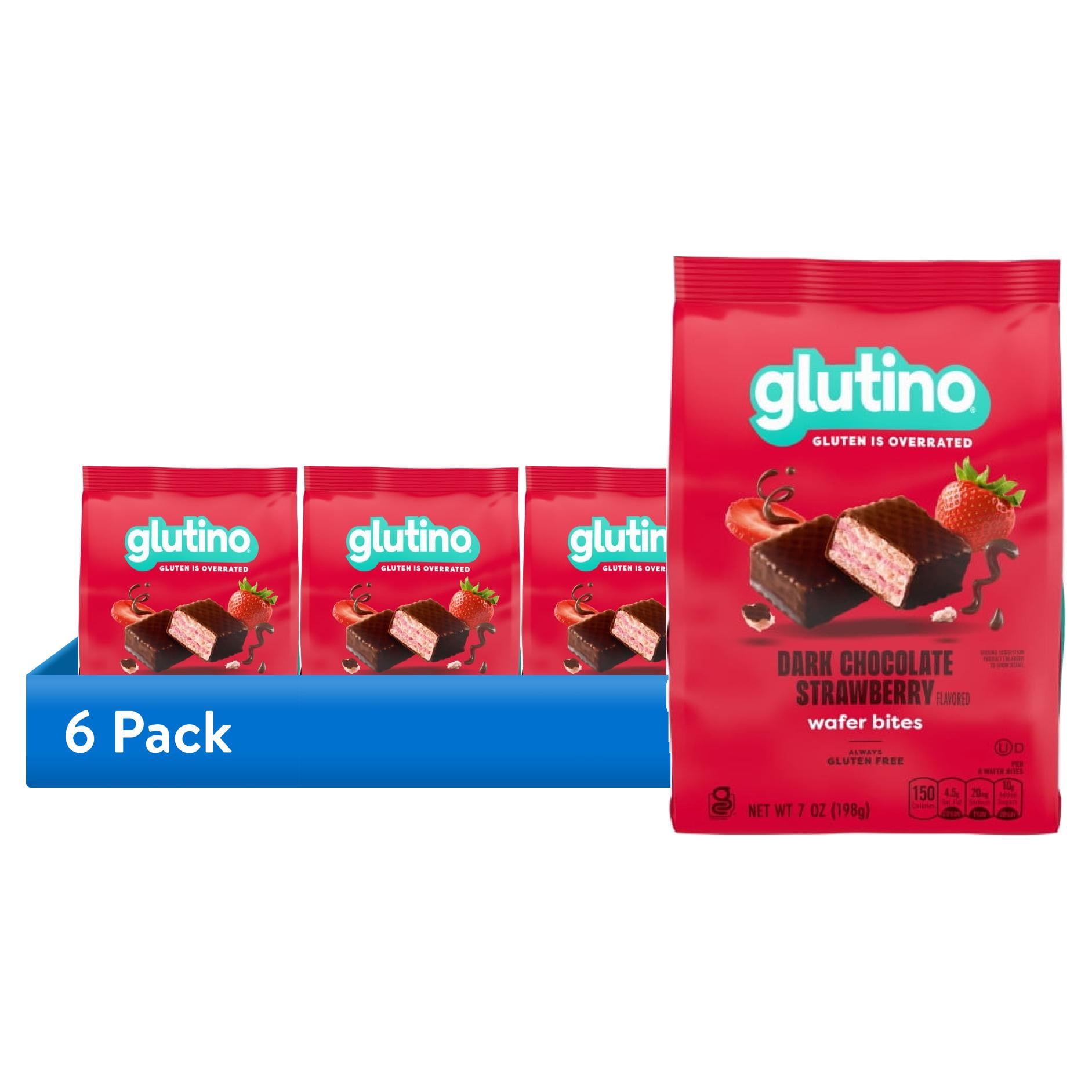 (6 pack) Glutino Dark Chocolate Strawberry Flavored Wafer Bites, Gluten Free Snacks, 7 oz