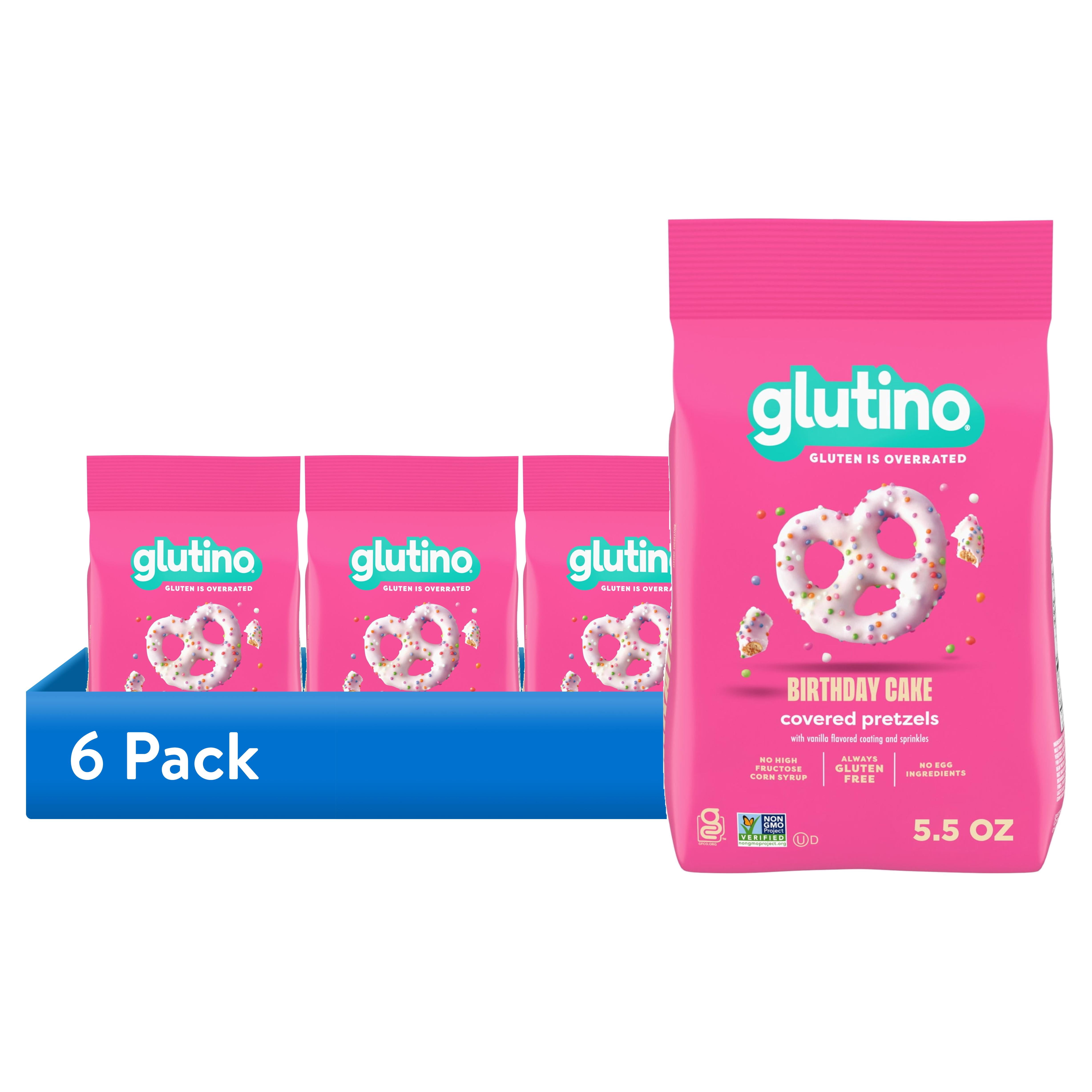 (6 pack) Glutino Gluten Free Birthday Cake Pretzel Twists, Gluten Free Snacks, 5.5 oz