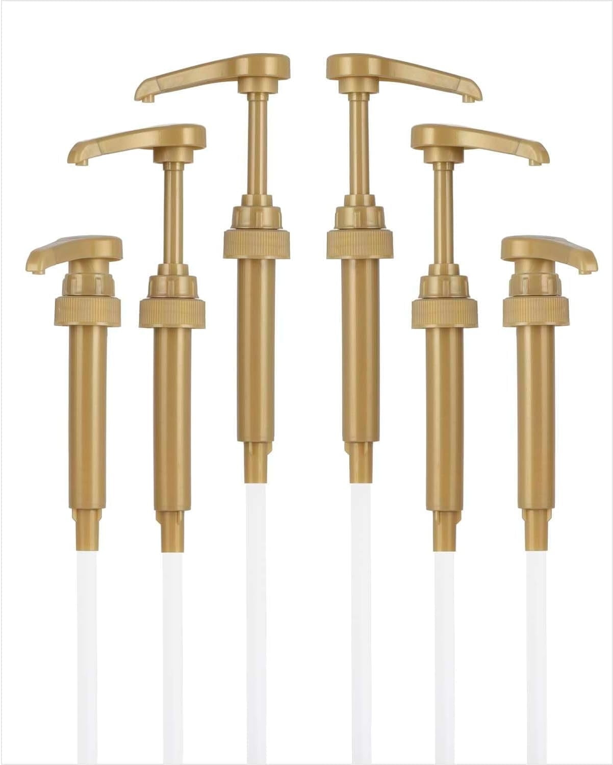 6 pack Gold Coffee Syrup Pumps - Dispenser Pump for Syrup Bottles Coffee Flavoring Syrup Pump Fits 25.4 Oz/ 750ml Bottles -