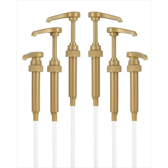 6 pack Gold Coffee Syrup Pumps - Dispenser Pump for Syrup Bottles Coffee Flavoring Syrup Pump Fits 25.4 Oz/ 750ml Bottles -