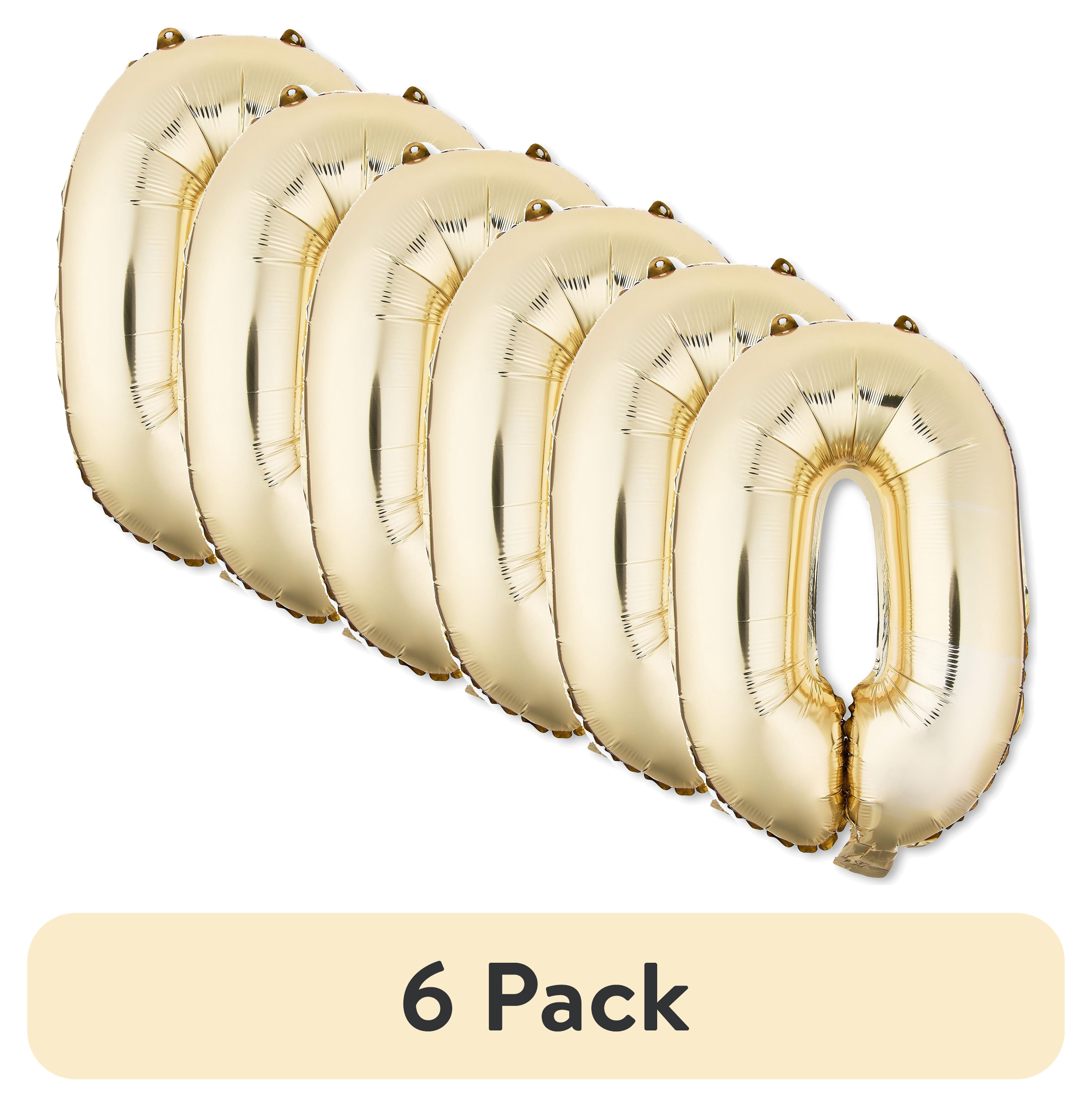 (6 pack) 16 inch Gold Number 0 Foil Balloon by Way To Celebrate