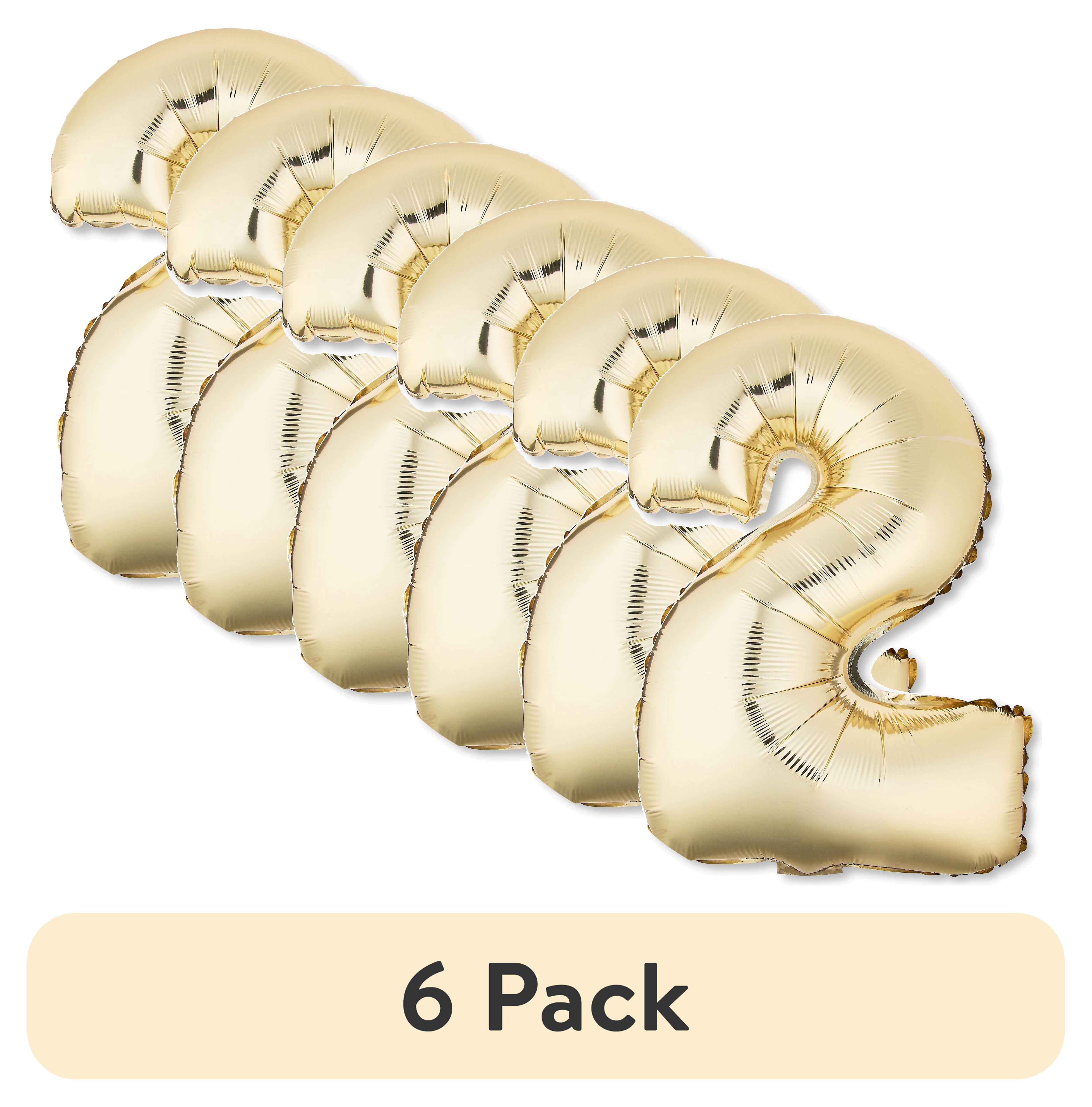 (6 pack) 16 inch Number 2 Foil Balloon, Gold, by Way To Celebrate