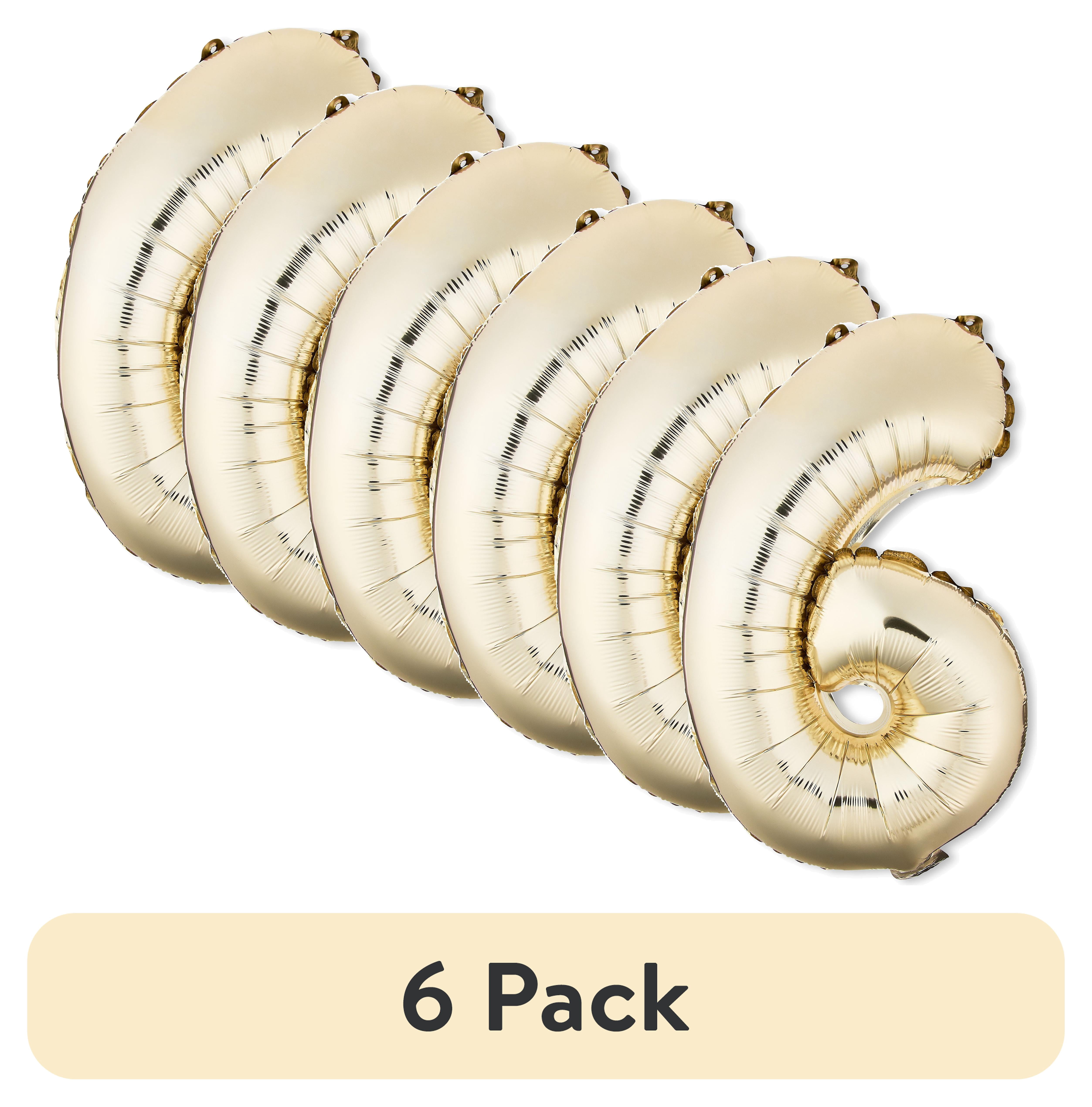 (6 pack) 16 inch Foil Number 6 Balloon, Gold, by Way To Celebrate