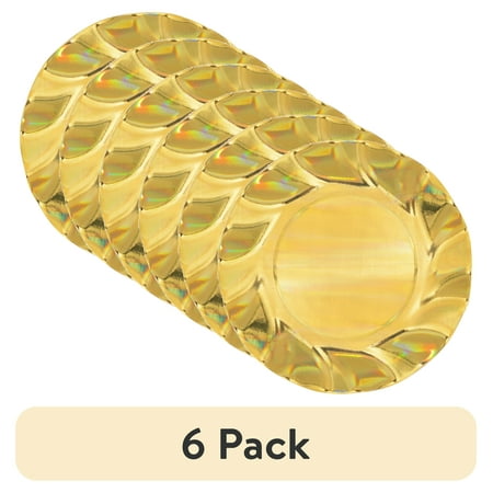 (6 pack) Gold Foil Scalloped 7" Dessert Plates 10 Count by Way to Celebrate