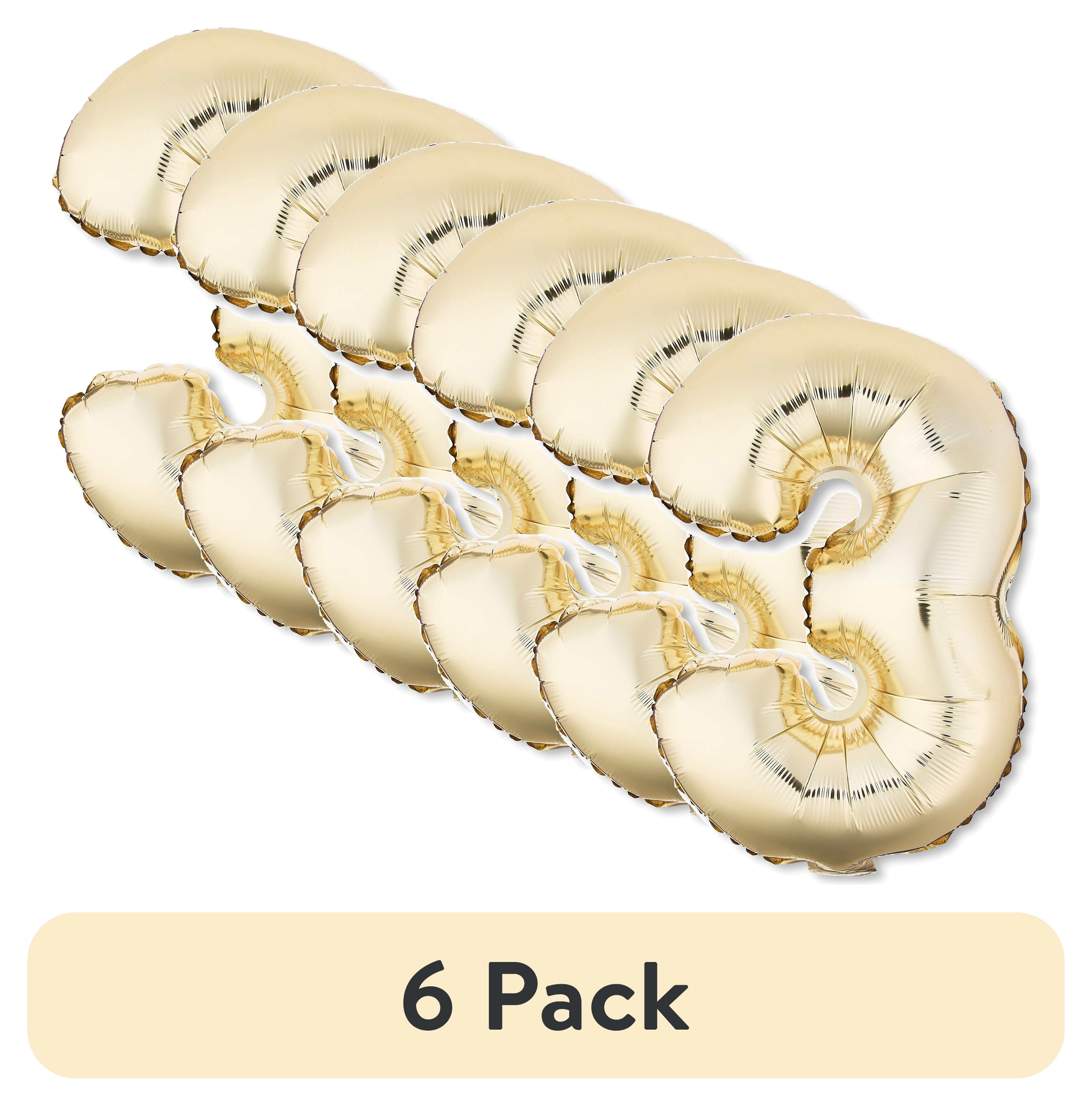 (6 pack) 16 inch Foil Balloon Number 3, Gold, by Way to Celebrate