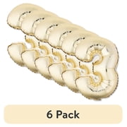 (6 pack) Gold Foil Party Balloon Number 3, 16" by Way to Celebrate