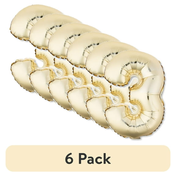 (6 pack) Gold Foil Party Balloon Number 3, 16" by Way to Celebrate
